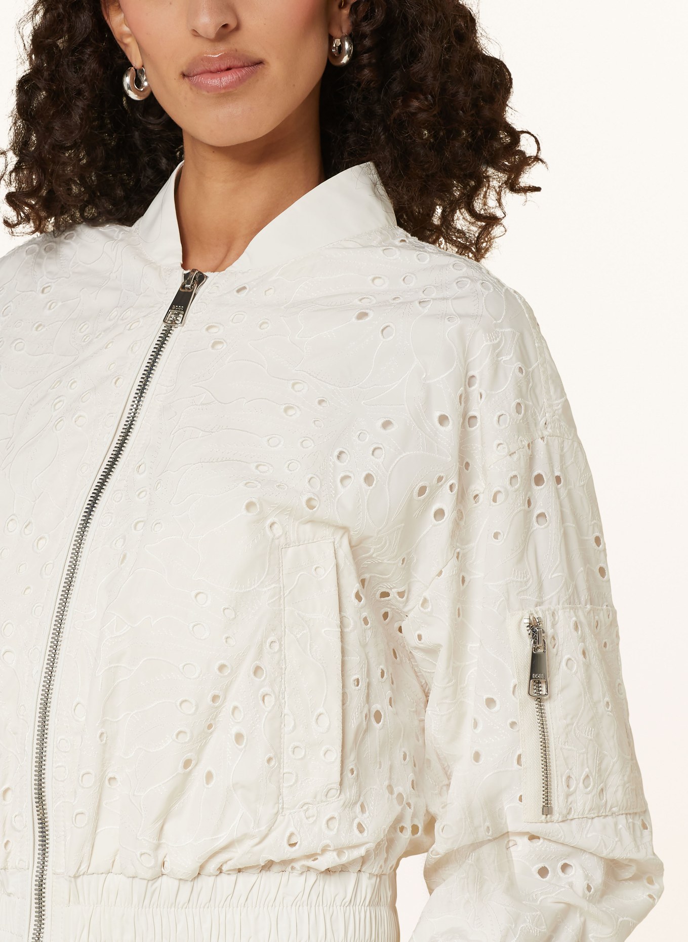 BOSS Bomber jacket PRODERY in broderie anglaise, Color: ECRU (Image 4)