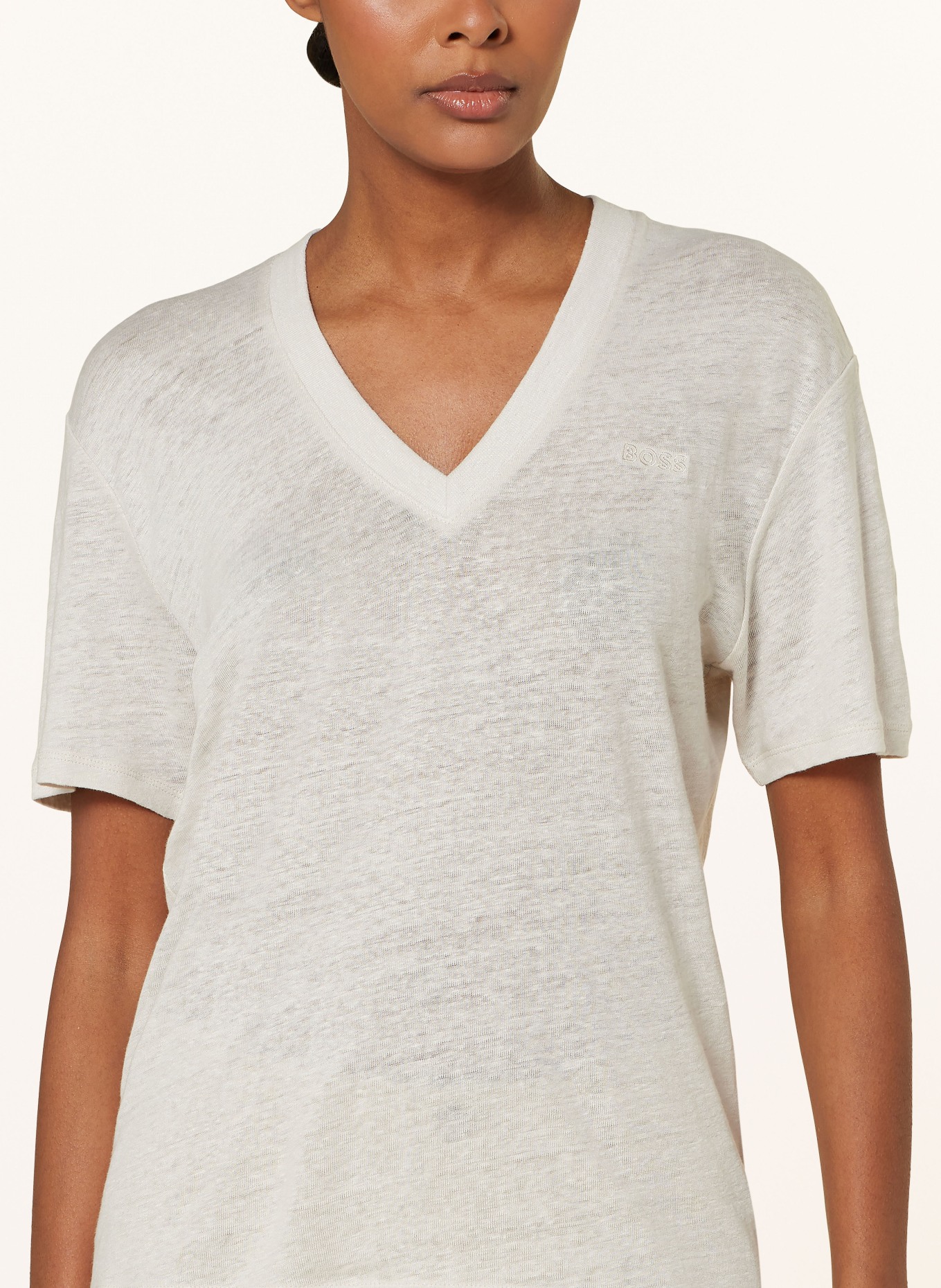 BOSS T-shirt ELA in linen, Color: WHITE (Image 4)
