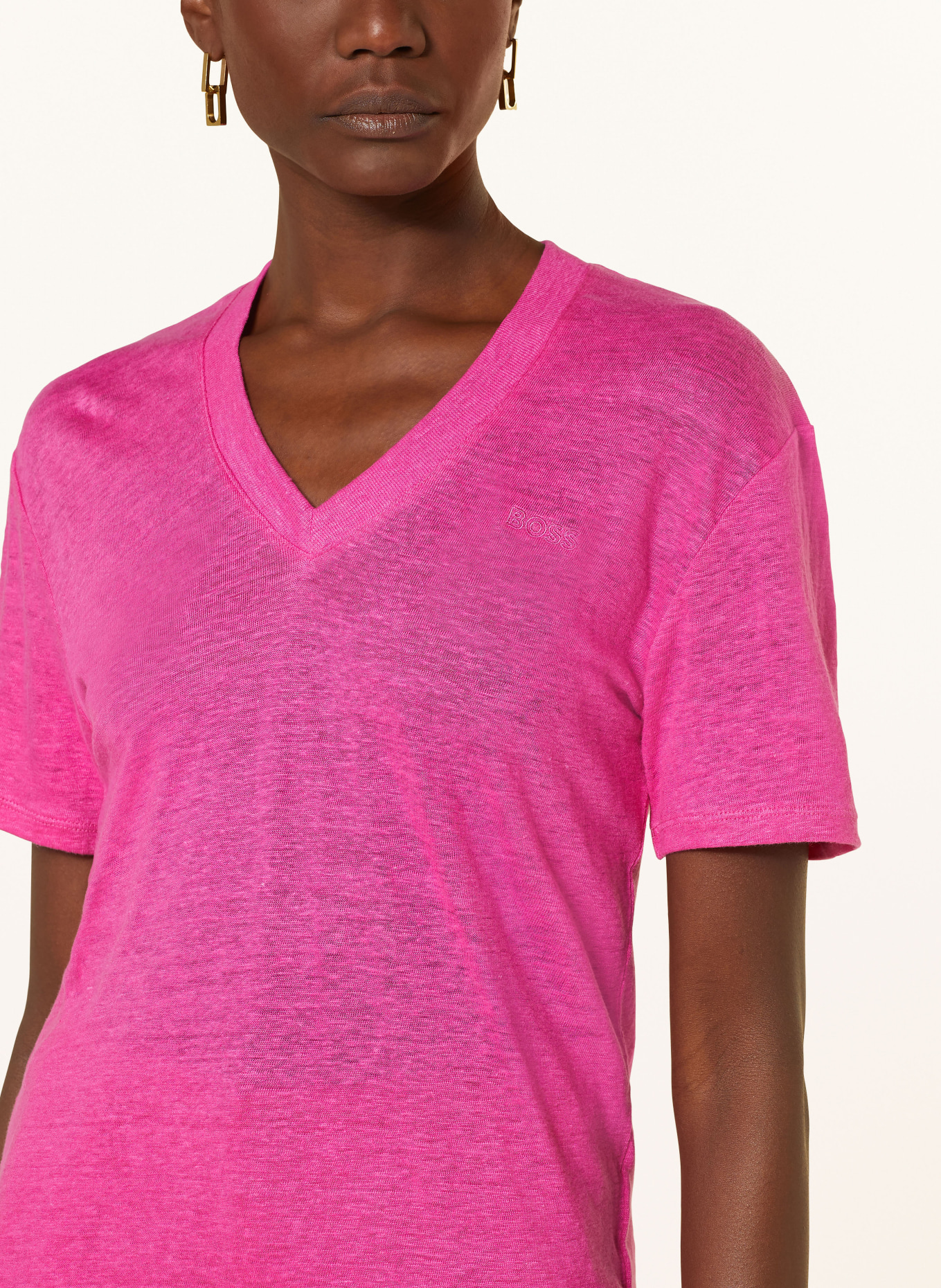 BOSS T-Shirt ELA aus Leinen, Farbe: PINK (Bild 4)