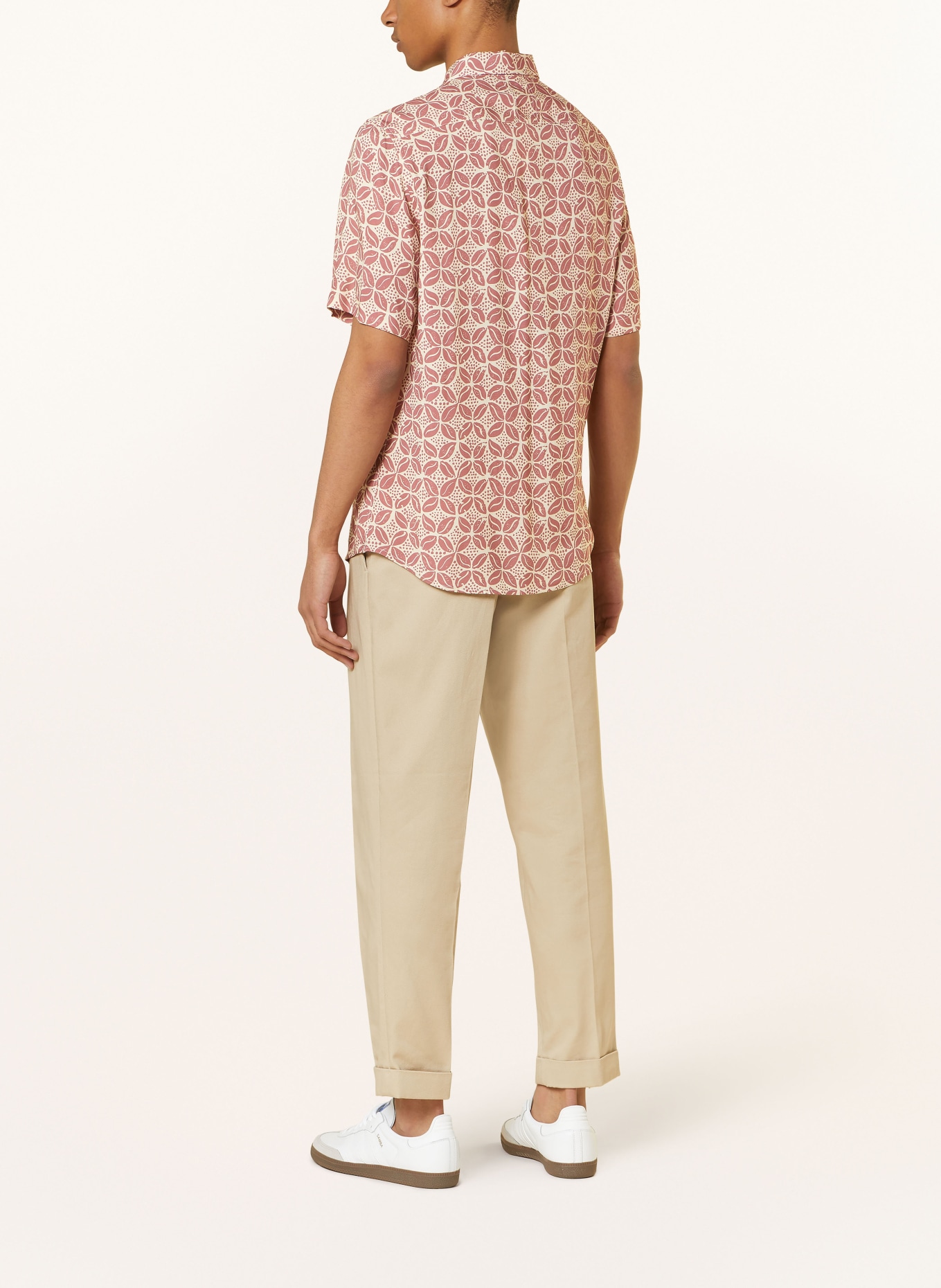 NOWADAYS Short sleeve shirt regular fit, Color: ECRU/ DARK RED (Image 3)
