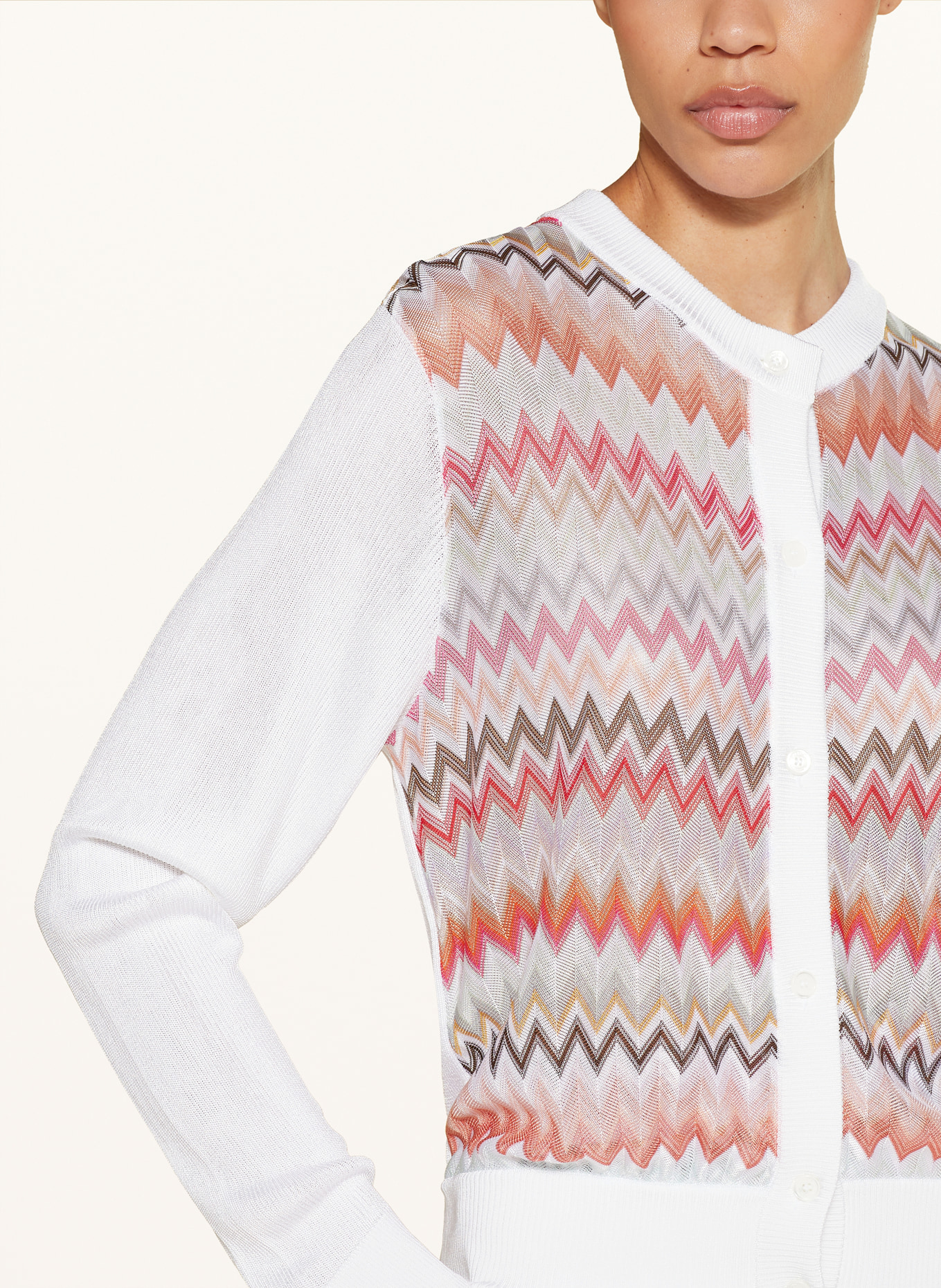 MISSONI Cardigan, Color: WHITE/ RED/ LIGHT GREEN (Image 4)
