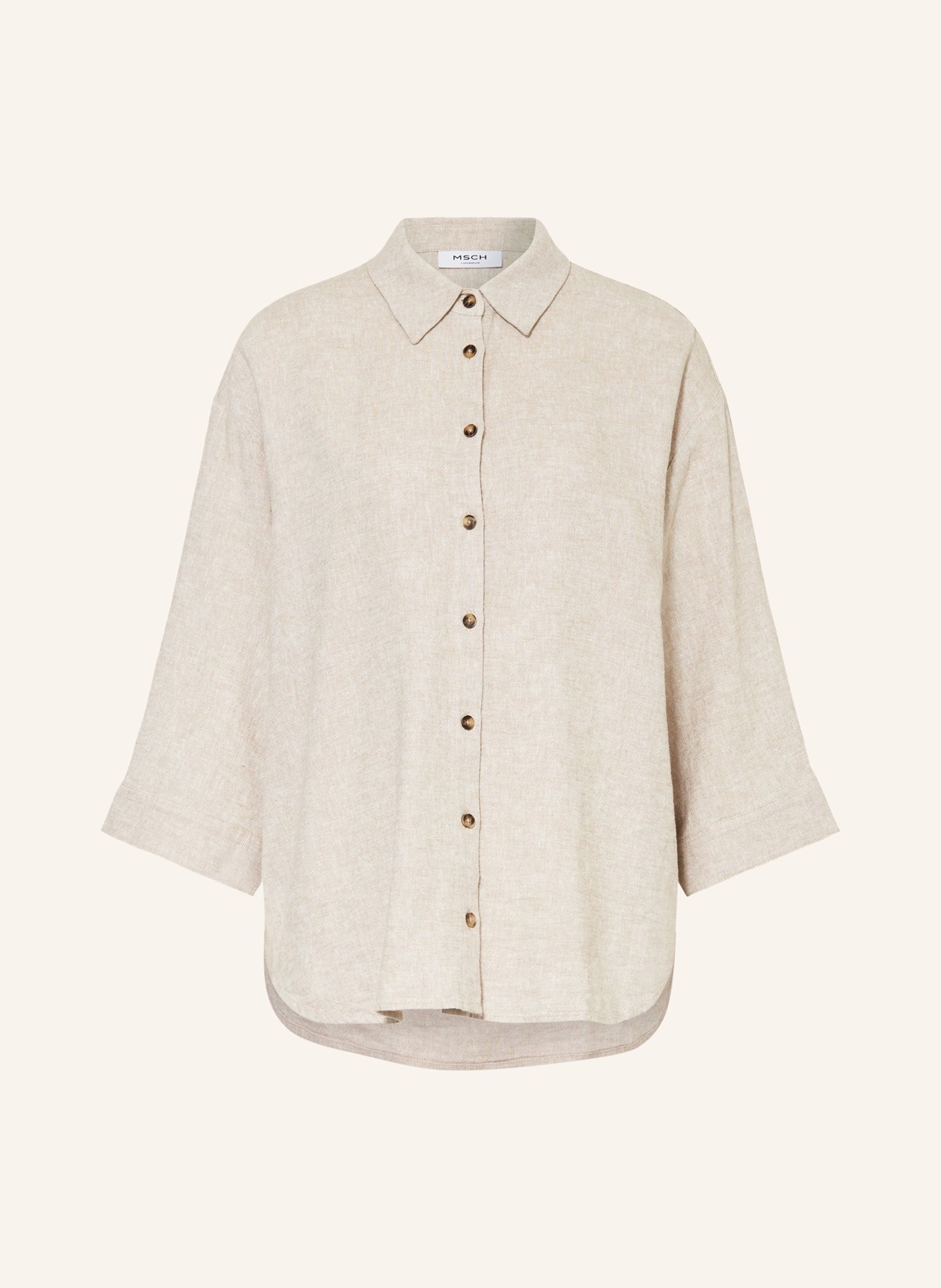 MSCH COPENHAGEN Shirt blouse MSCHJOVENE GINIA with linen and 3/4 sleeves, Color: BEIGE (Image 1)