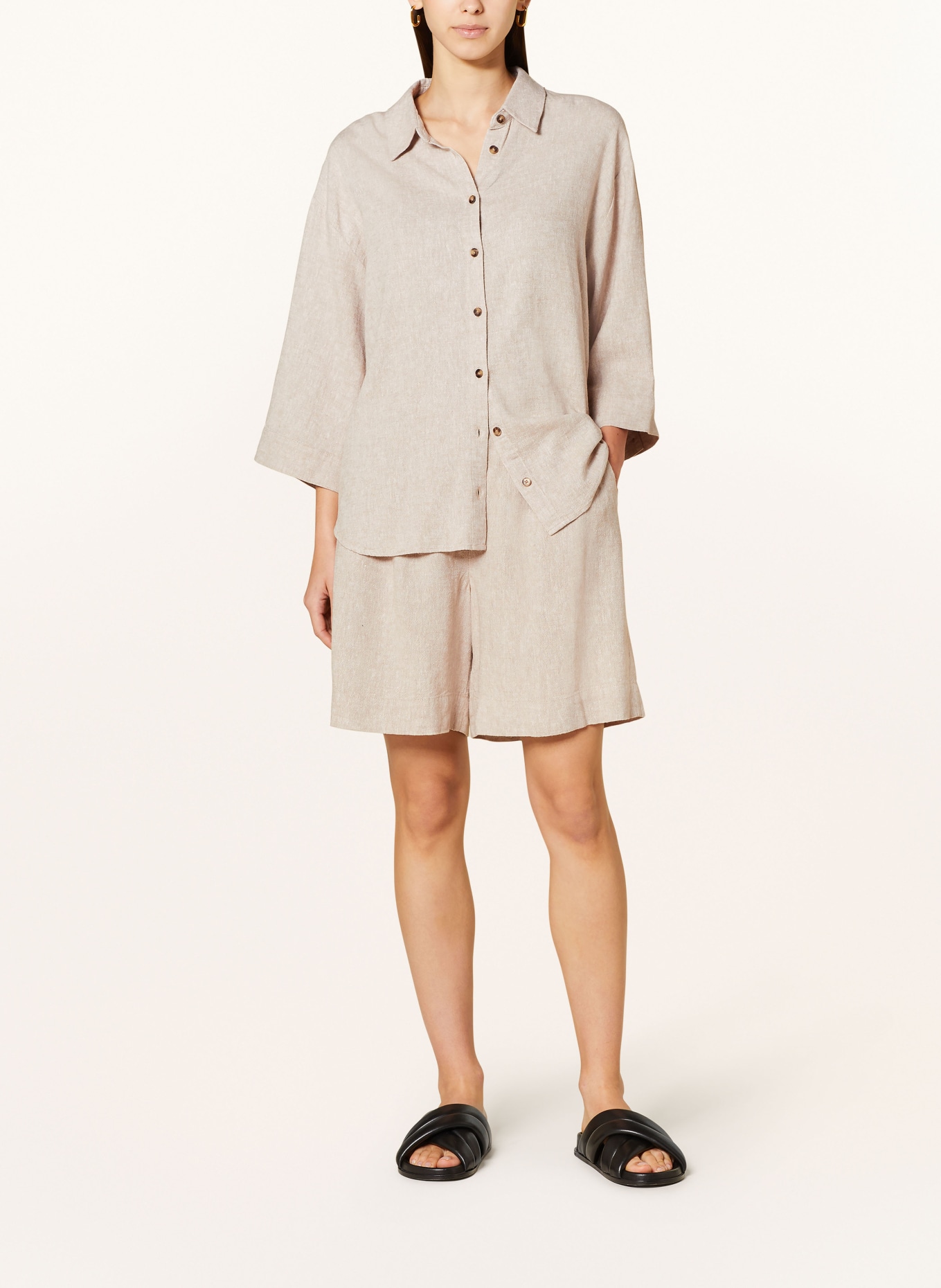 MSCH COPENHAGEN Shirt blouse MSCHJOVENE GINIA with linen and 3/4 sleeves, Color: BEIGE (Image 2)