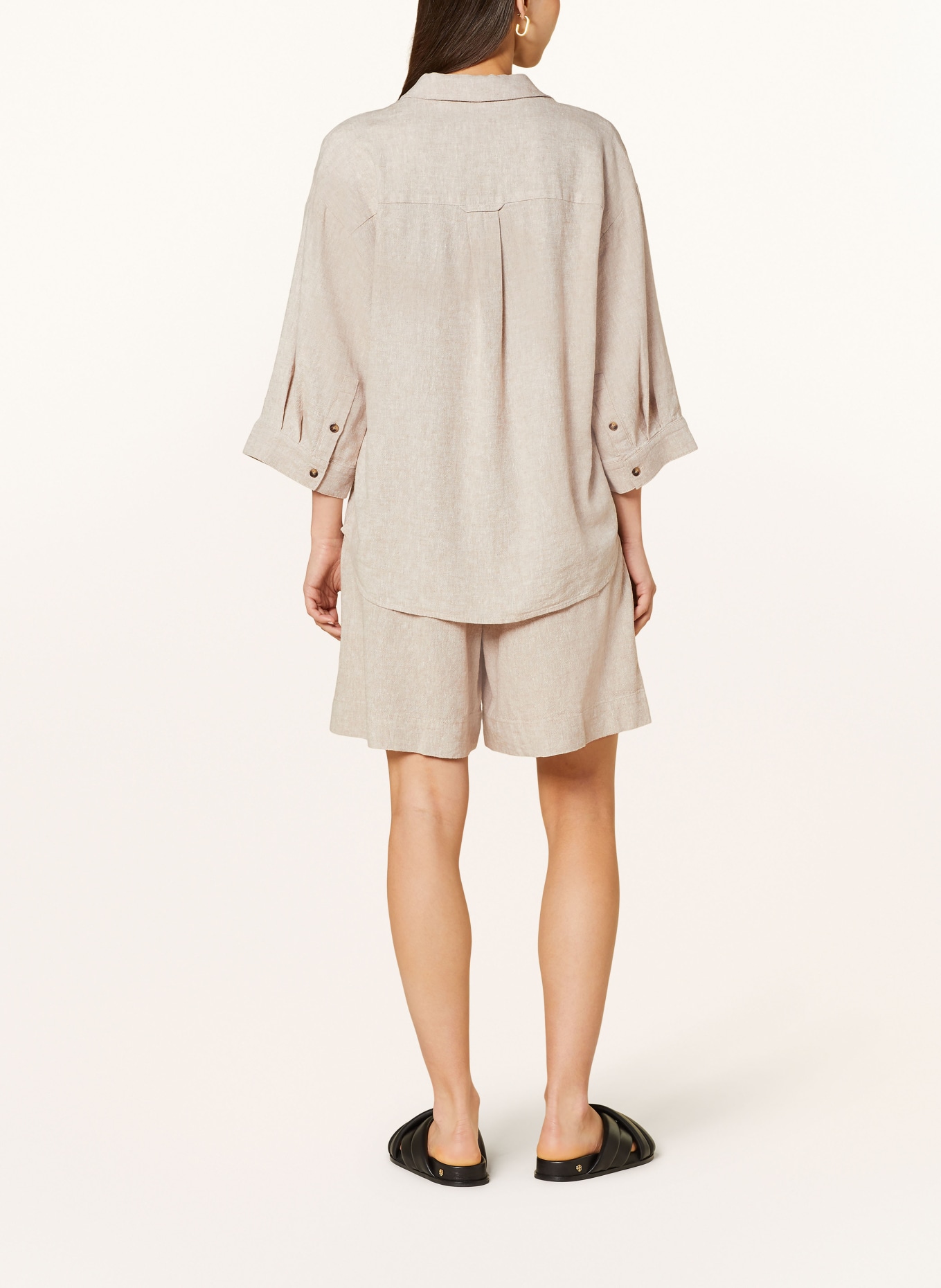 MSCH COPENHAGEN Shirt blouse MSCHJOVENE GINIA with linen and 3/4 sleeves, Color: BEIGE (Image 3)