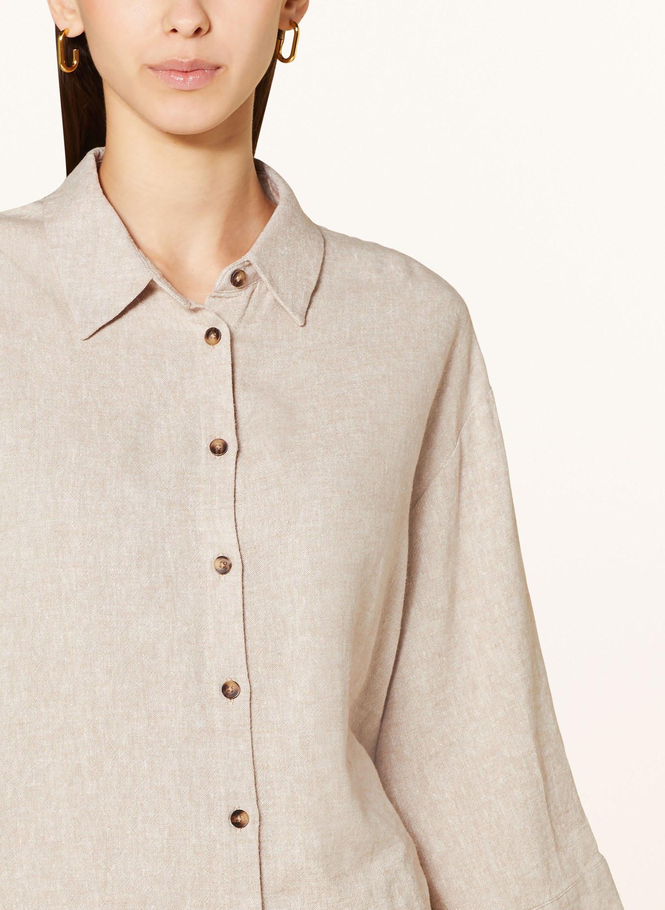 MSCH COPENHAGEN Shirt blouse MSCHJOVENE GINIA with linen and 3/4 sleeves, Color: BEIGE (Image 4)
