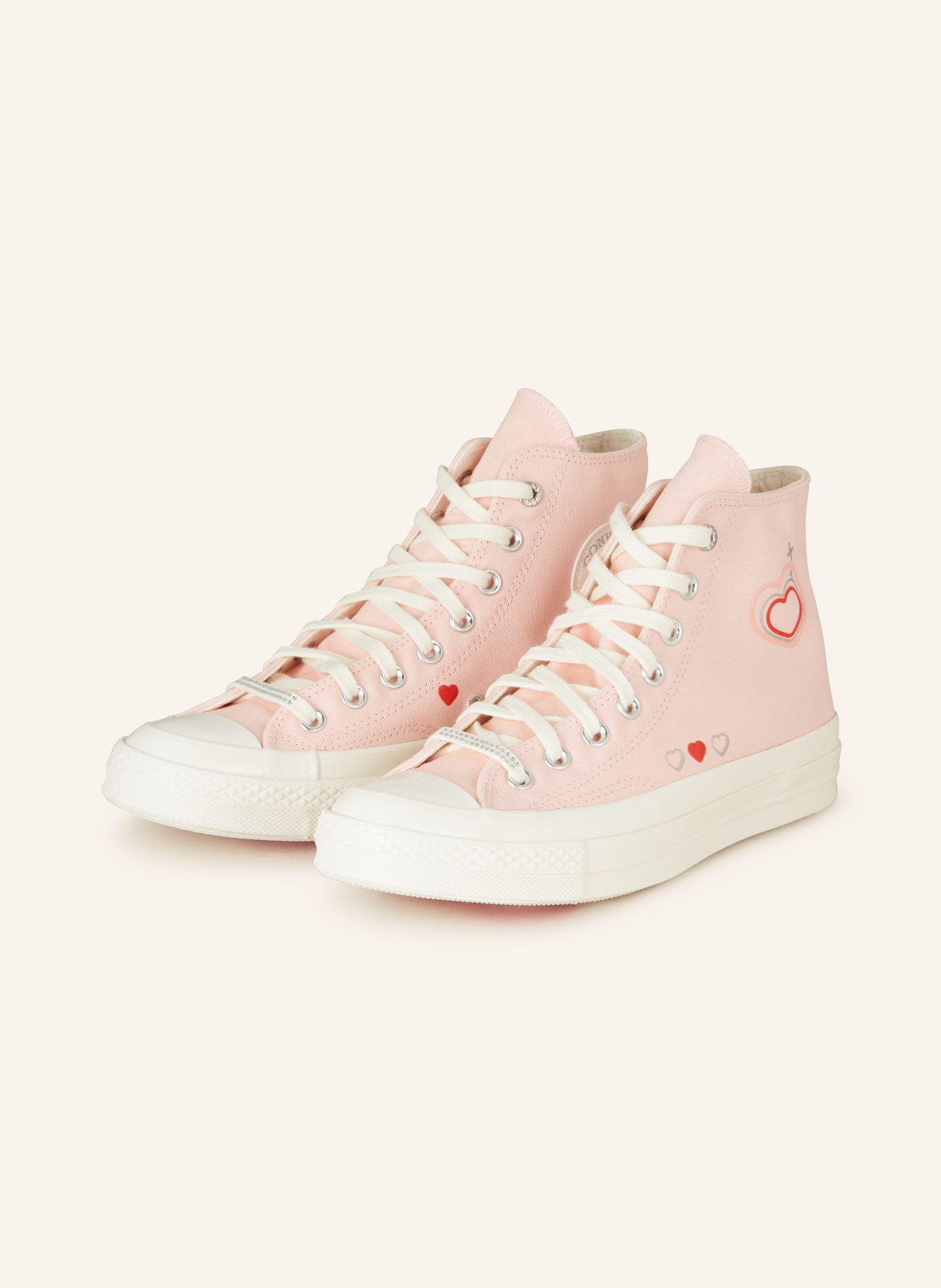 CONVERSE High-top sneakers CHUCK 70 with decorative gems, Color: LIGHT PINK/ RED/ CREAM (Image 1)