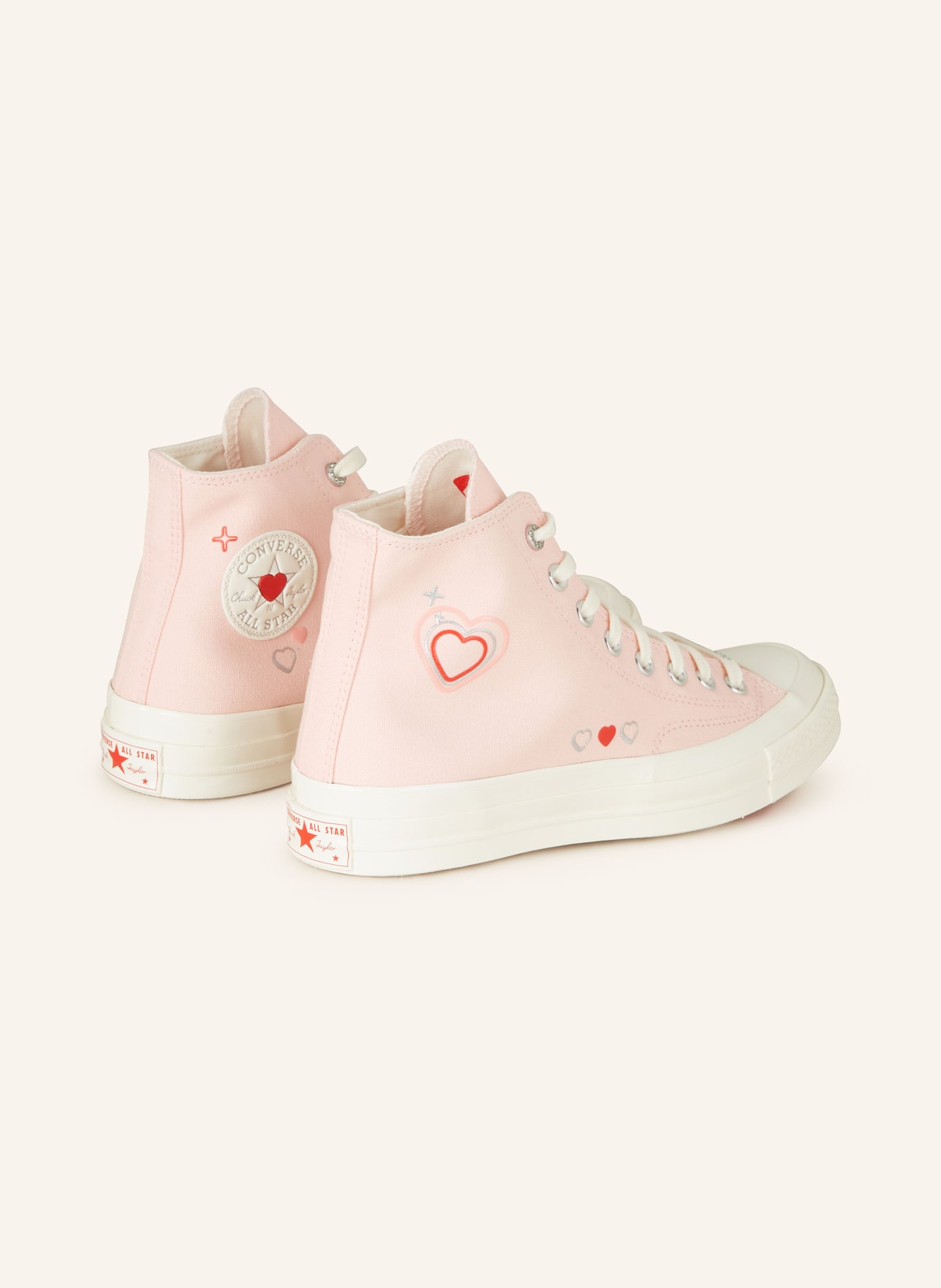 CONVERSE High-top sneakers CHUCK 70 with decorative gems, Color: LIGHT PINK/ RED/ CREAM (Image 2)