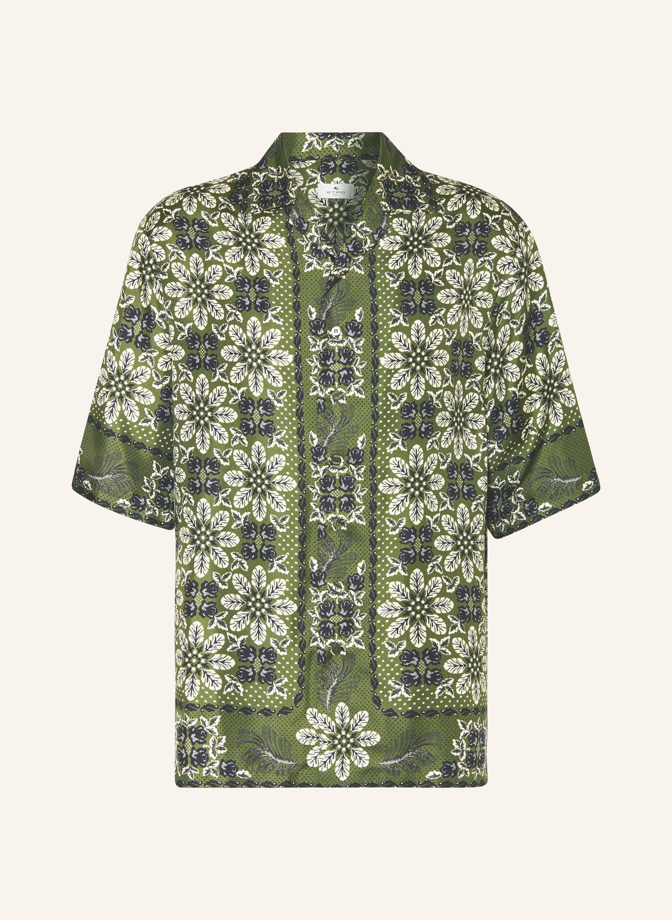 ETRO Resort shirt comfort fit in silk, Color: GREEN/ BLACK/ WHITE (Image 1)