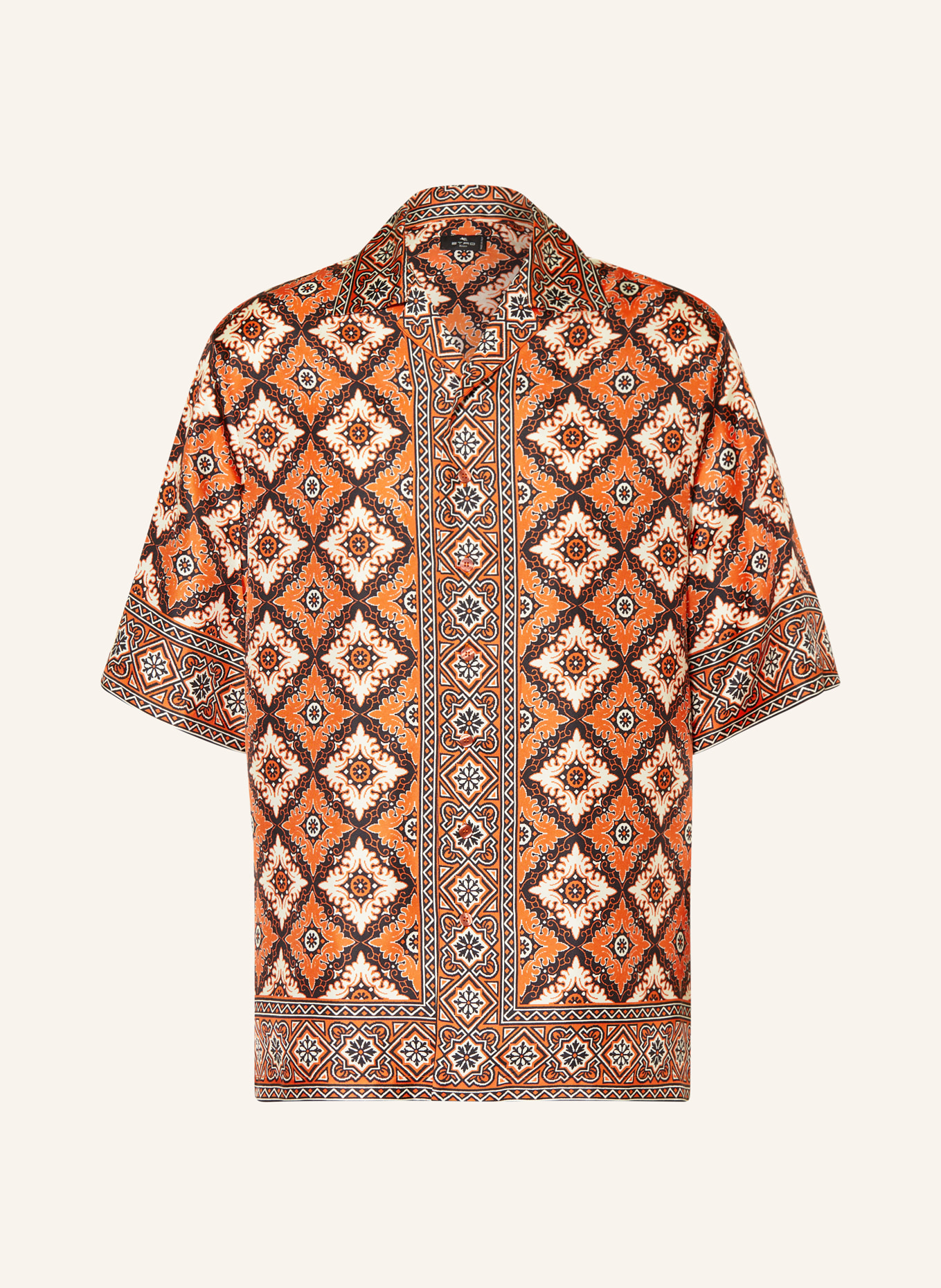 ETRO Resort shirt comfort fit in silk, Color: ORANGE/ BLACK/ ECRU (Image 1)