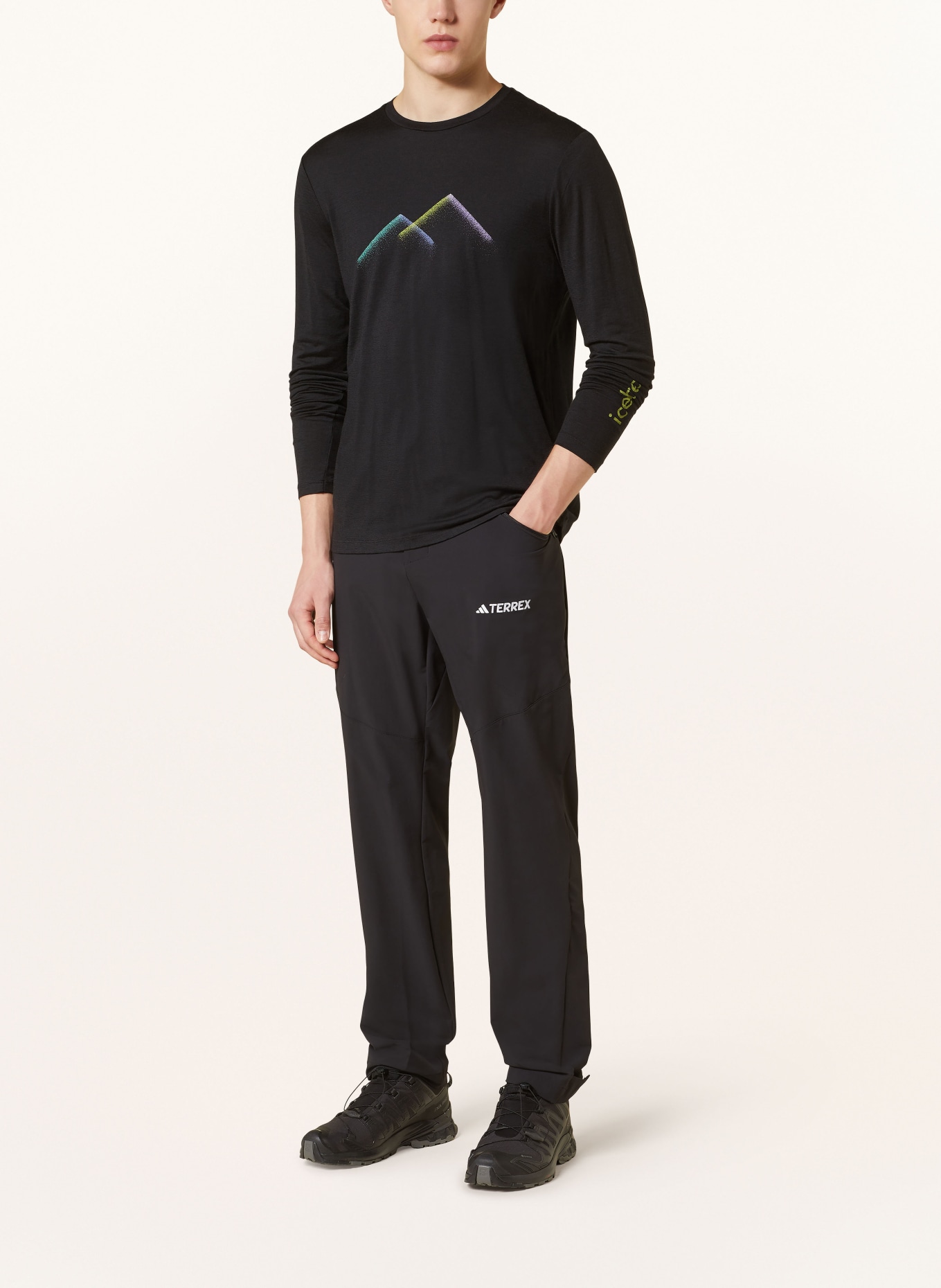 icebreaker Long sleeve shirt MERINO TECH LITE III in merino wool, Color: BLACK (Image 2)