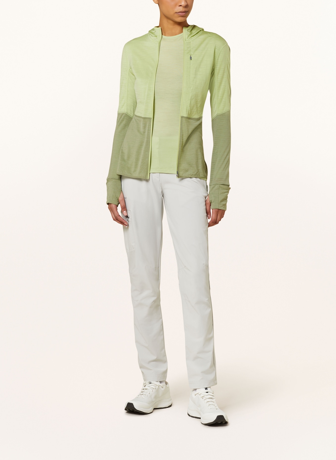 icebreaker Mid-layer jacket MERINO BLEND REALFLEECE™ DESCEDER with merino wool, Color: LIGHT GREEN (Image 2)