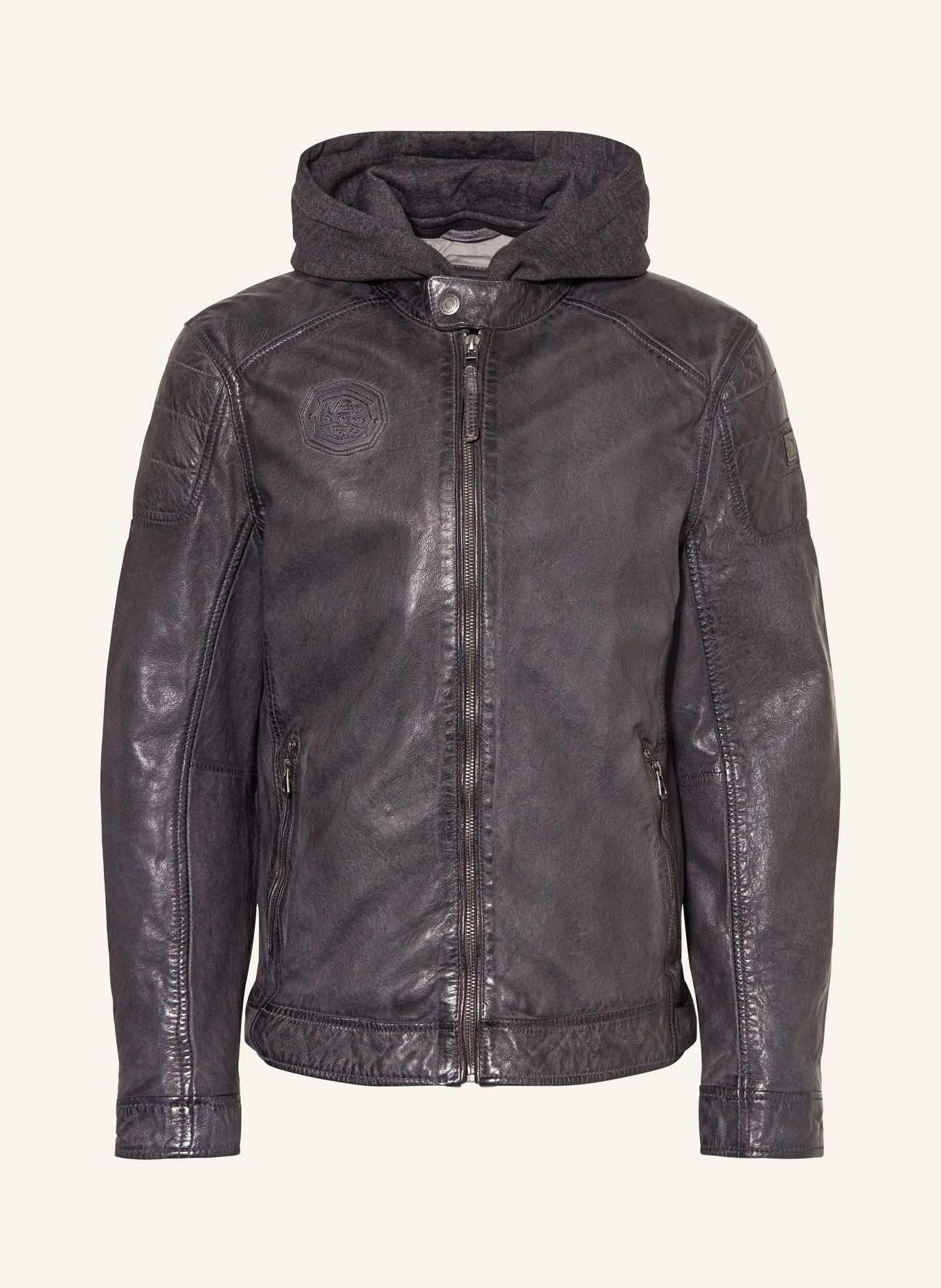 gipsy Leather jacket GMNEMEI with removable trim, Color: GRAY (Image 1)