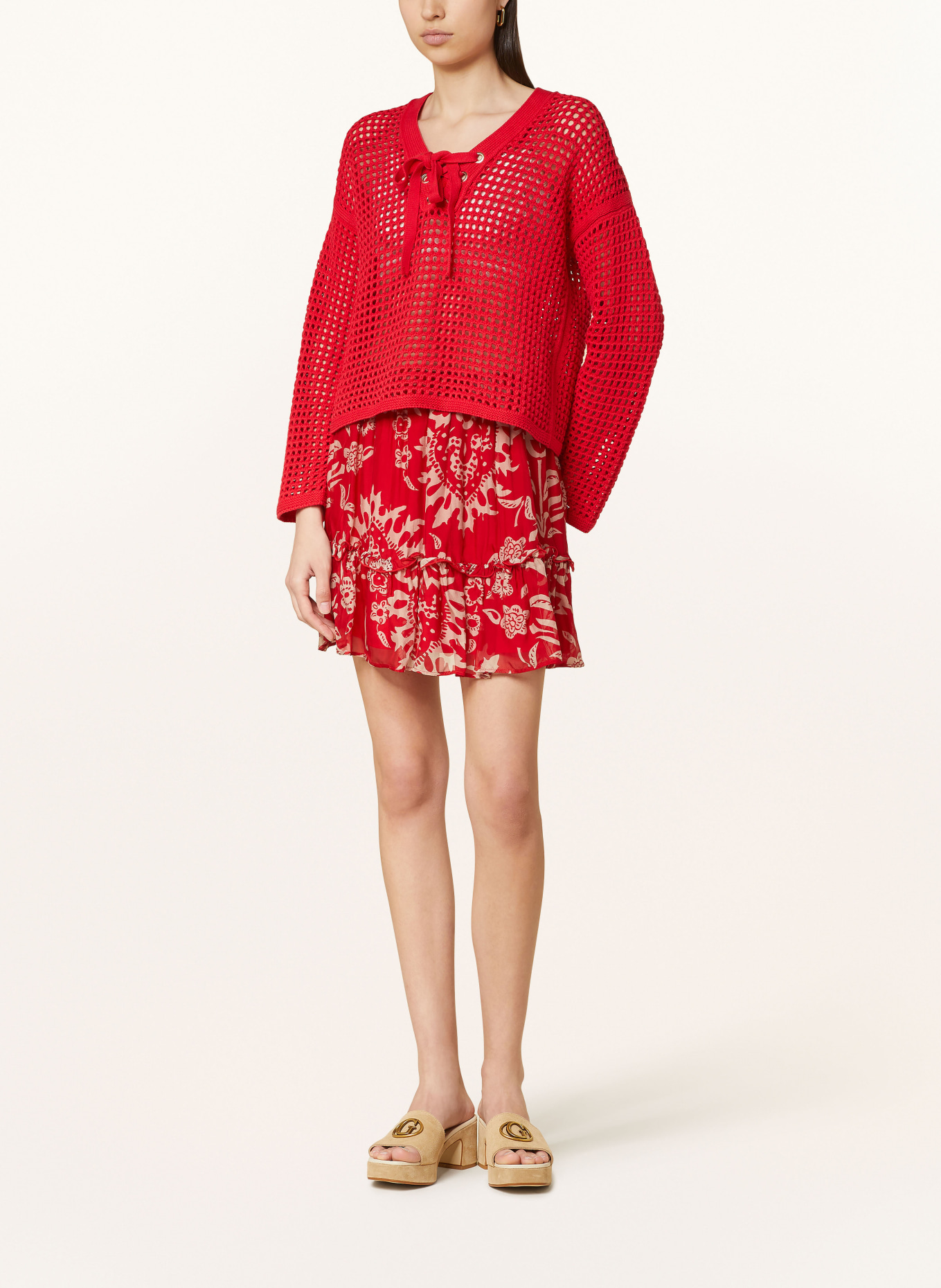 LIU JO Skirt, Color: RED/ NUDE (Image 2)