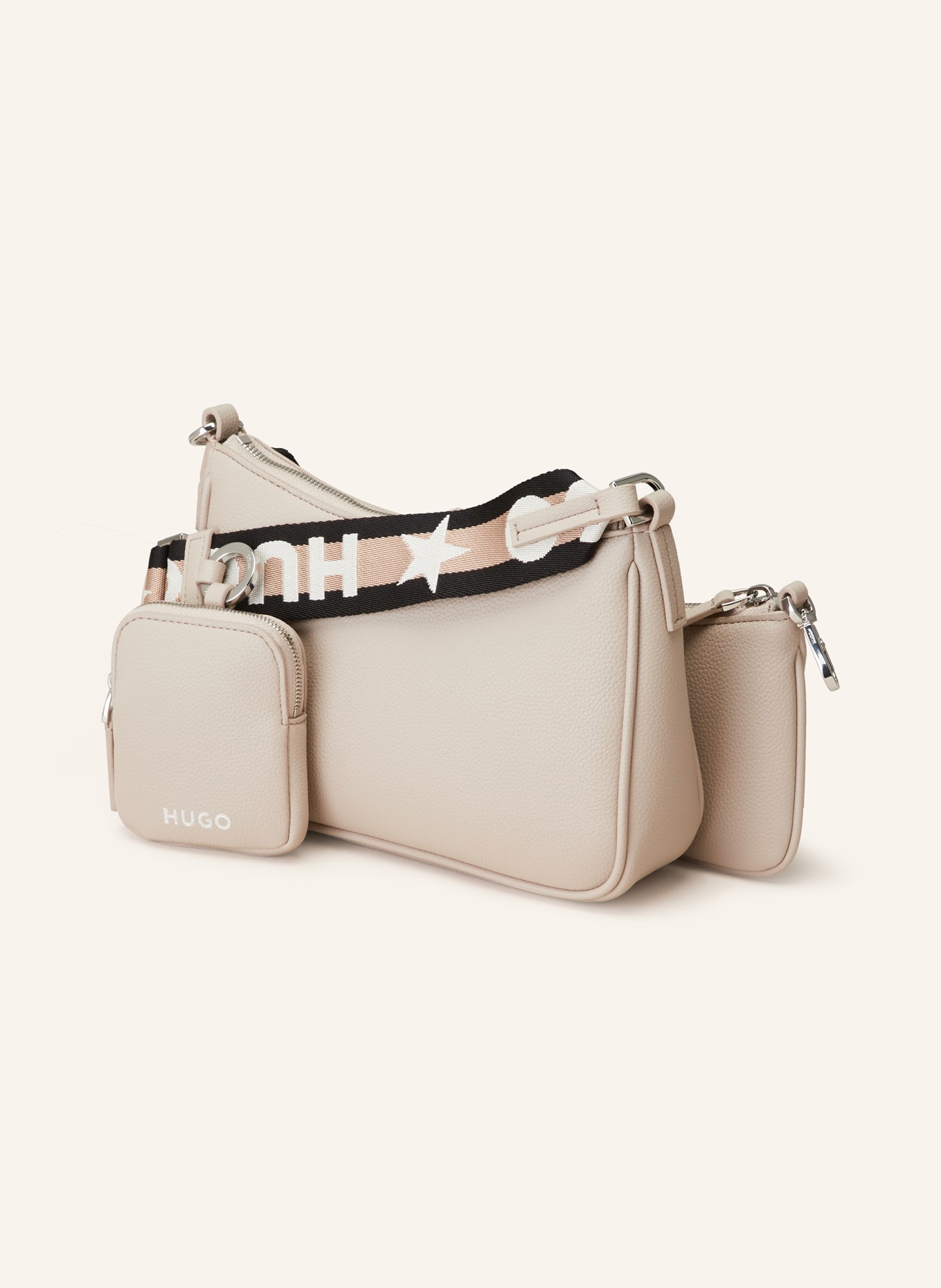 HUGO Crossbody bag BEL MULTI with pouch and coin case, Color: BEIGE (Image 2)