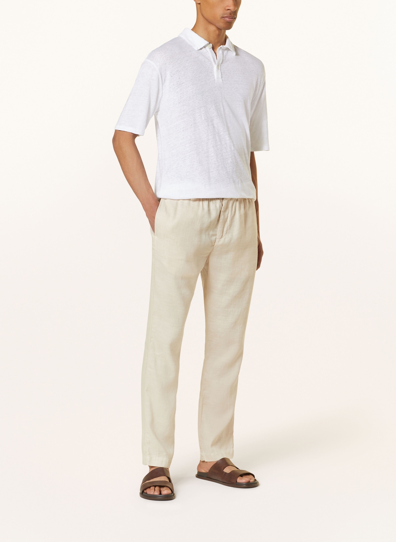 FRESCOBOL CARIOCA Linen polo shirt MELLO, Color: CREAM (Image 2)