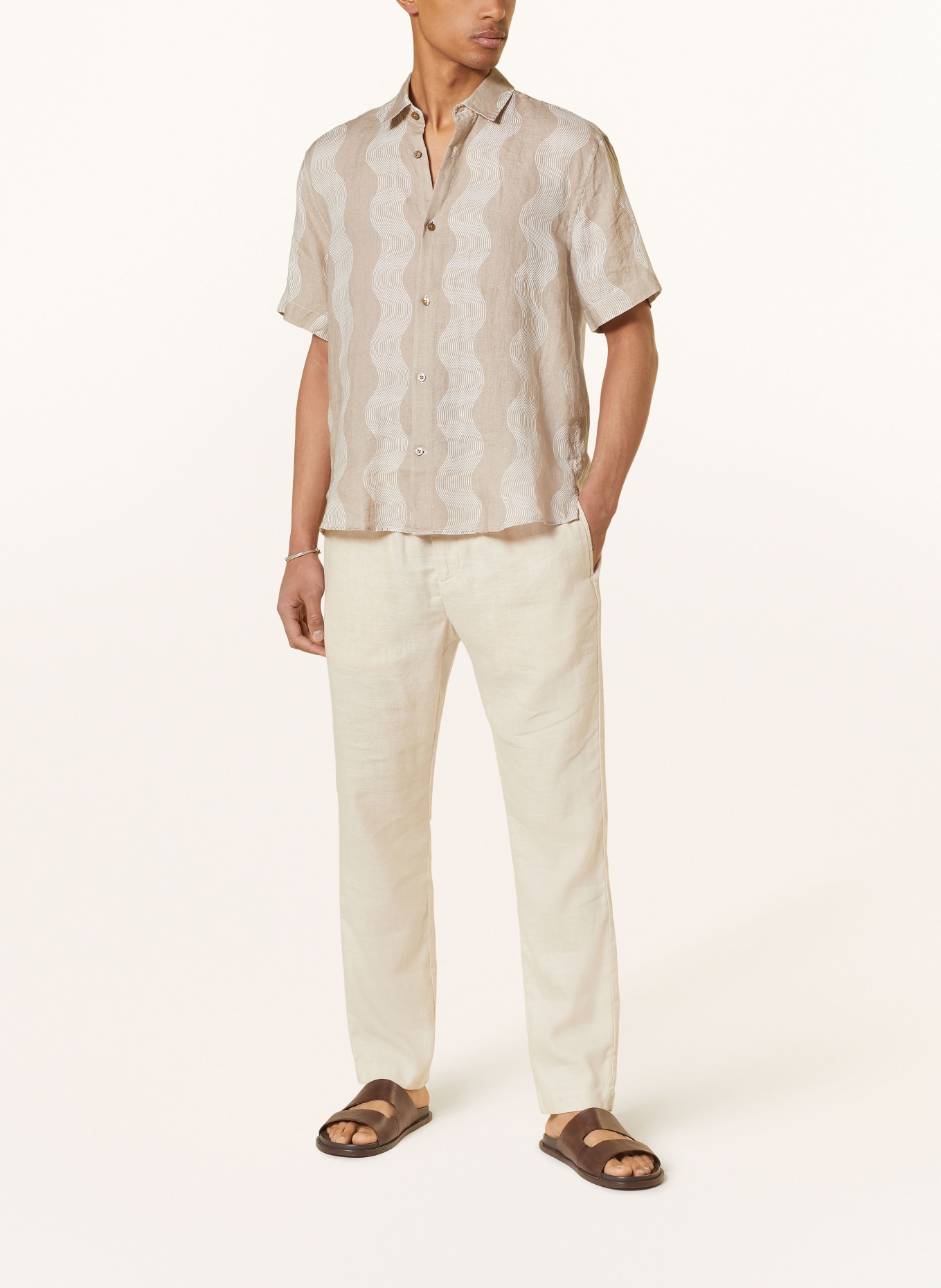 FRESCOBOL CARIOCA Short sleeve shirt CASTRO CABANA comfort fit in linen, Color: 759 Truffle (Image 2)