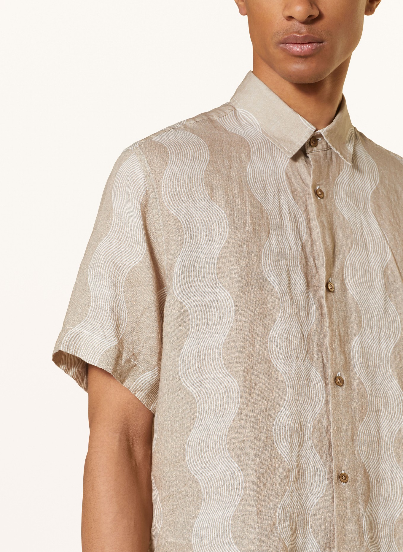 FRESCOBOL CARIOCA Short sleeve shirt CASTRO CABANA comfort fit in linen, Color: 759 Truffle (Image 4)
