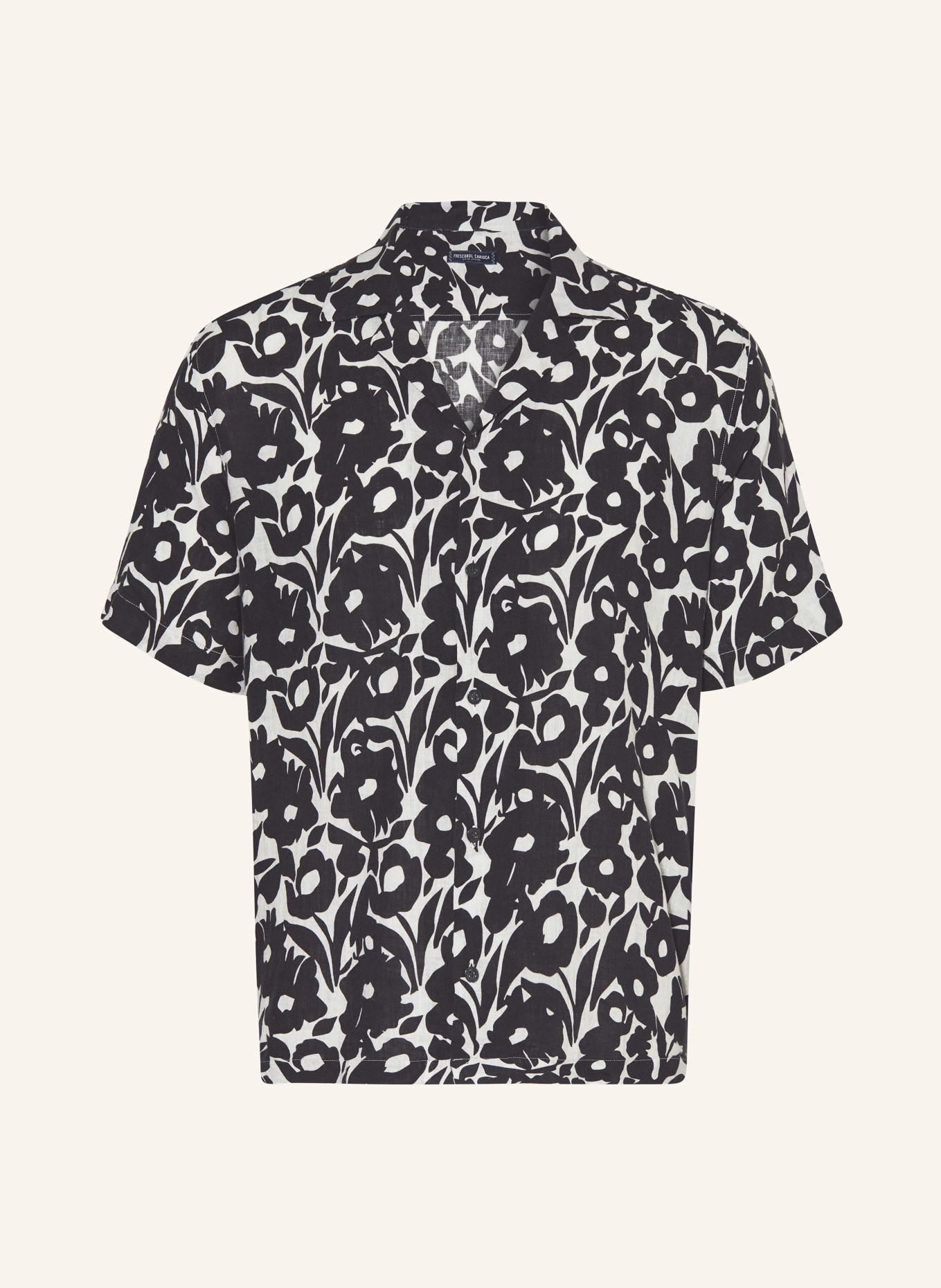 FRESCOBOL CARIOCA Resort shirt ROBERTO comfort fit in linen, Color: BLACK/ WHITE (Image 1)