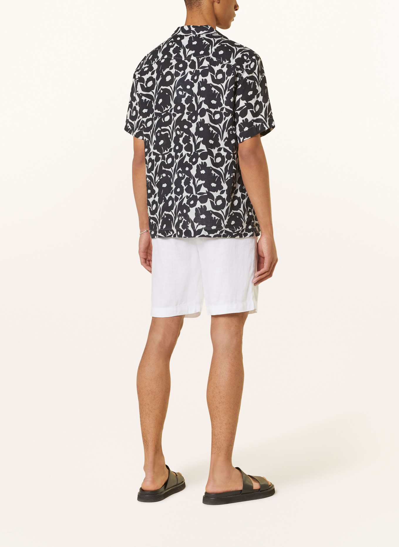 FRESCOBOL CARIOCA Resort shirt ROBERTO comfort fit in linen, Color: BLACK/ WHITE (Image 3)