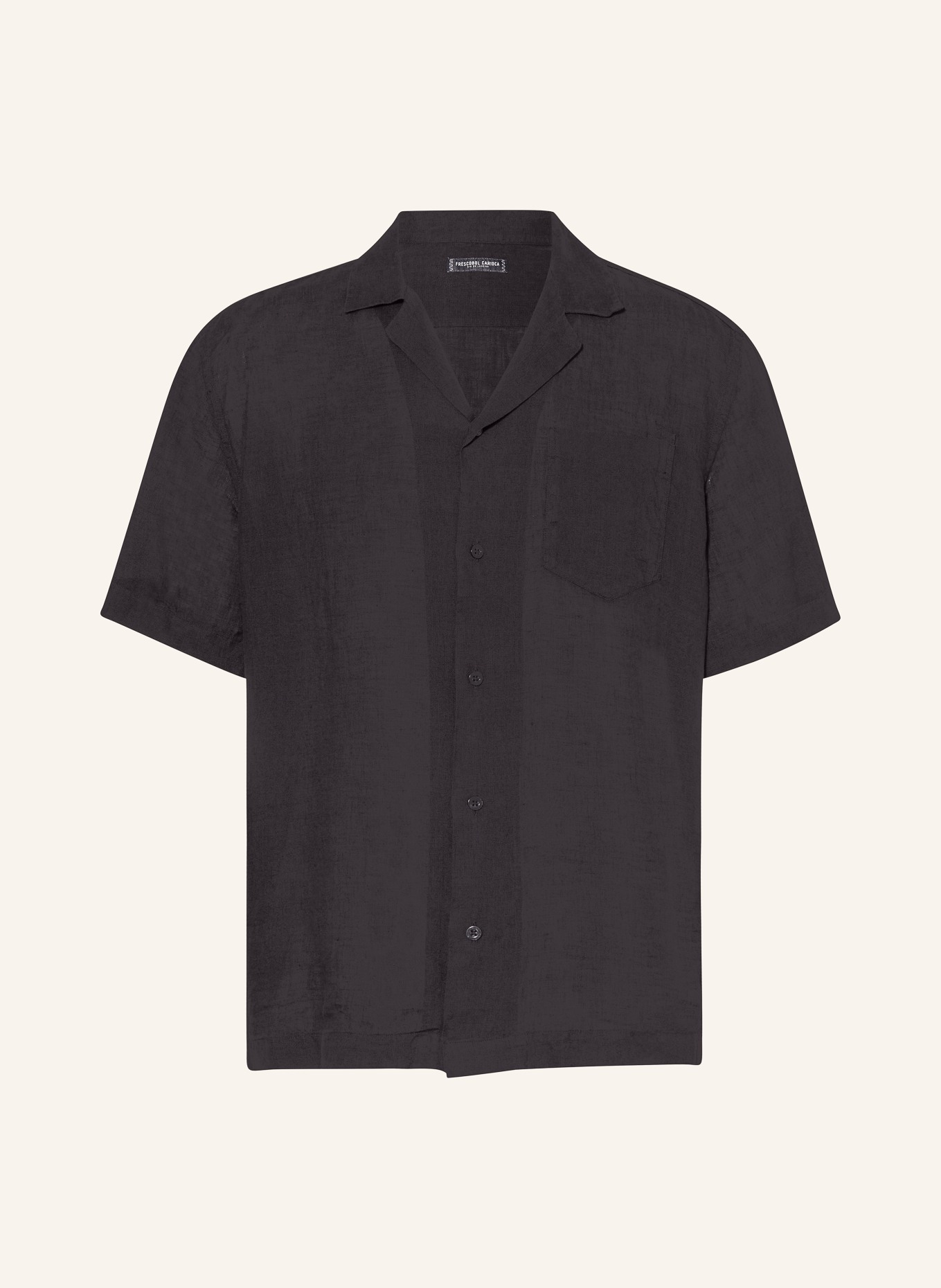 FRESCOBOL CARIOCA Resort shirt ANGELO comfort fit in linen, Color: BLACK (Image 1)