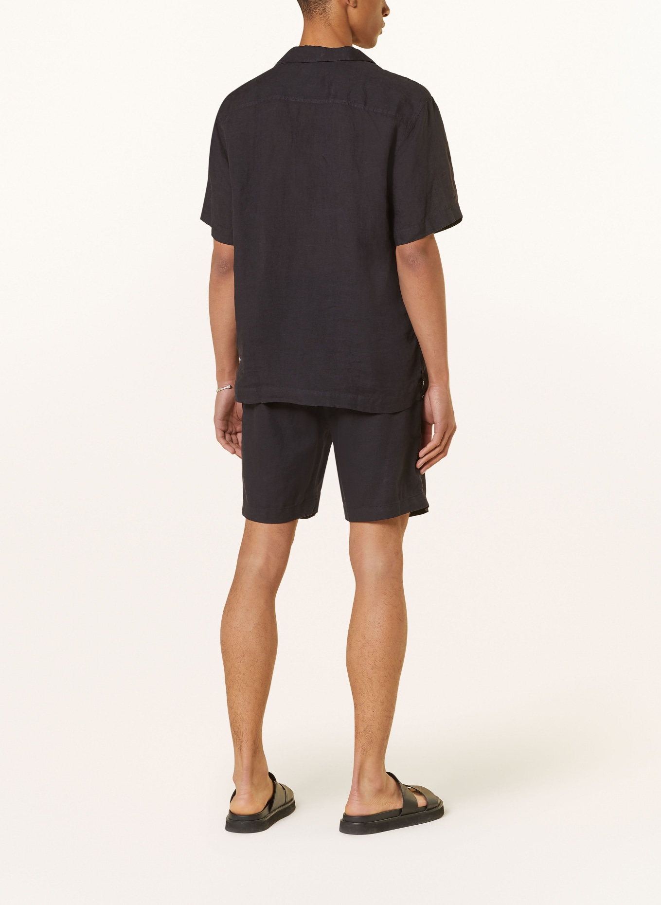 FRESCOBOL CARIOCA Resort shirt ANGELO comfort fit in linen, Color: BLACK (Image 3)