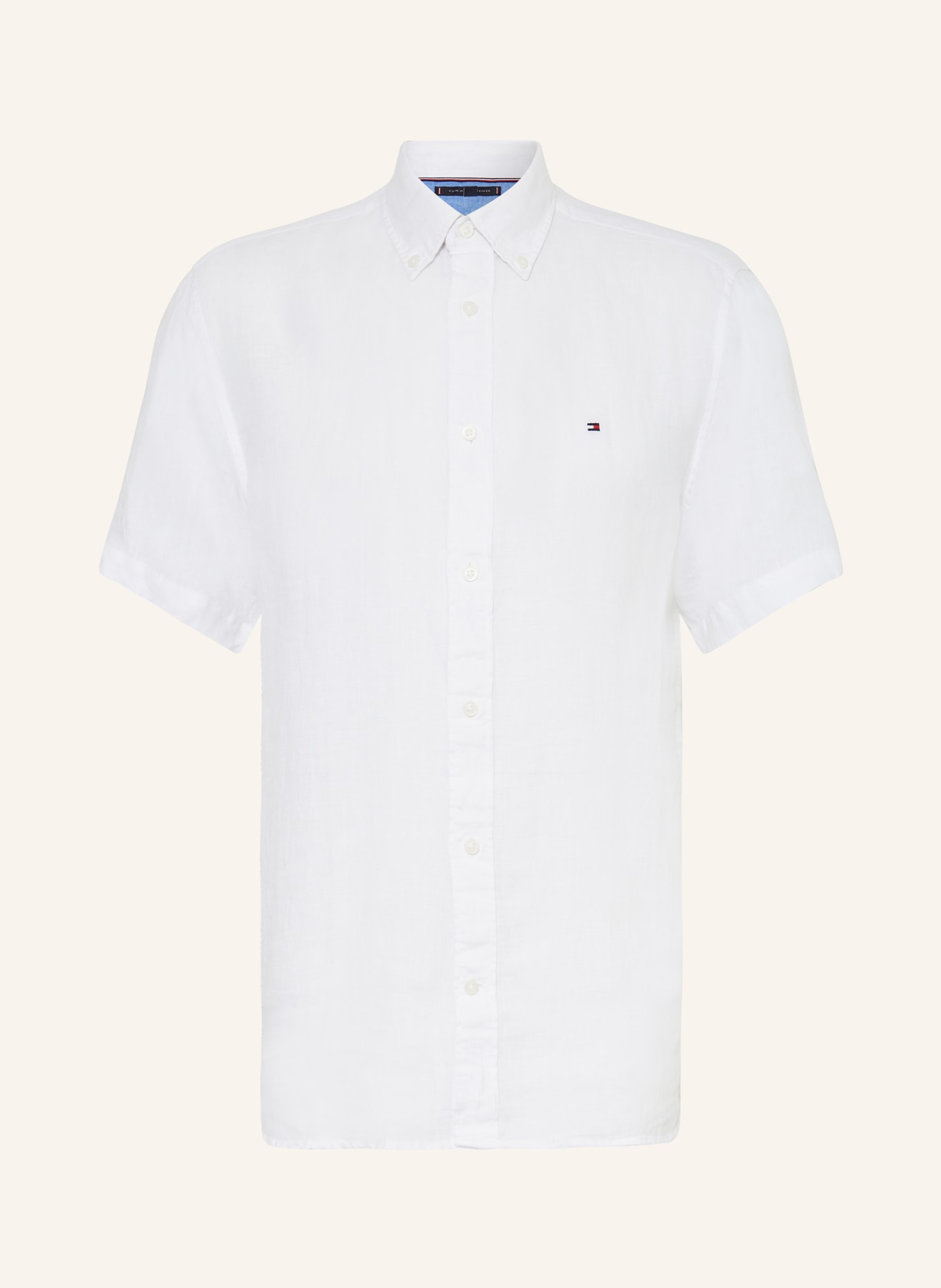 TOMMY HILFIGER Short sleeve shirt regular fit made of linen, Color: WHITE (Image 1)