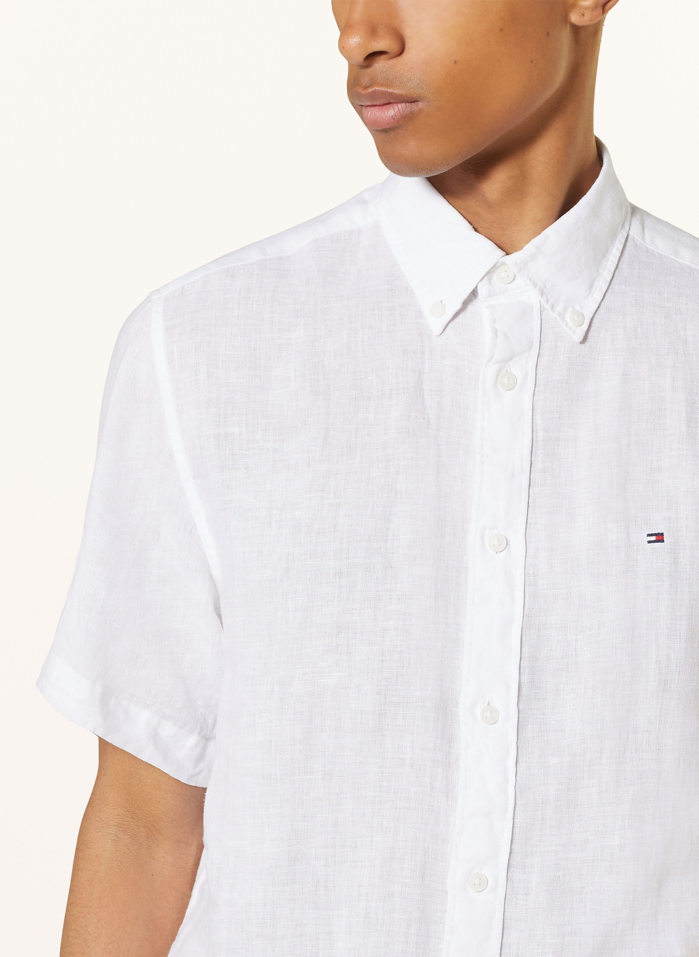 TOMMY HILFIGER Short sleeve shirt regular fit made of linen, Color: WHITE (Image 4)