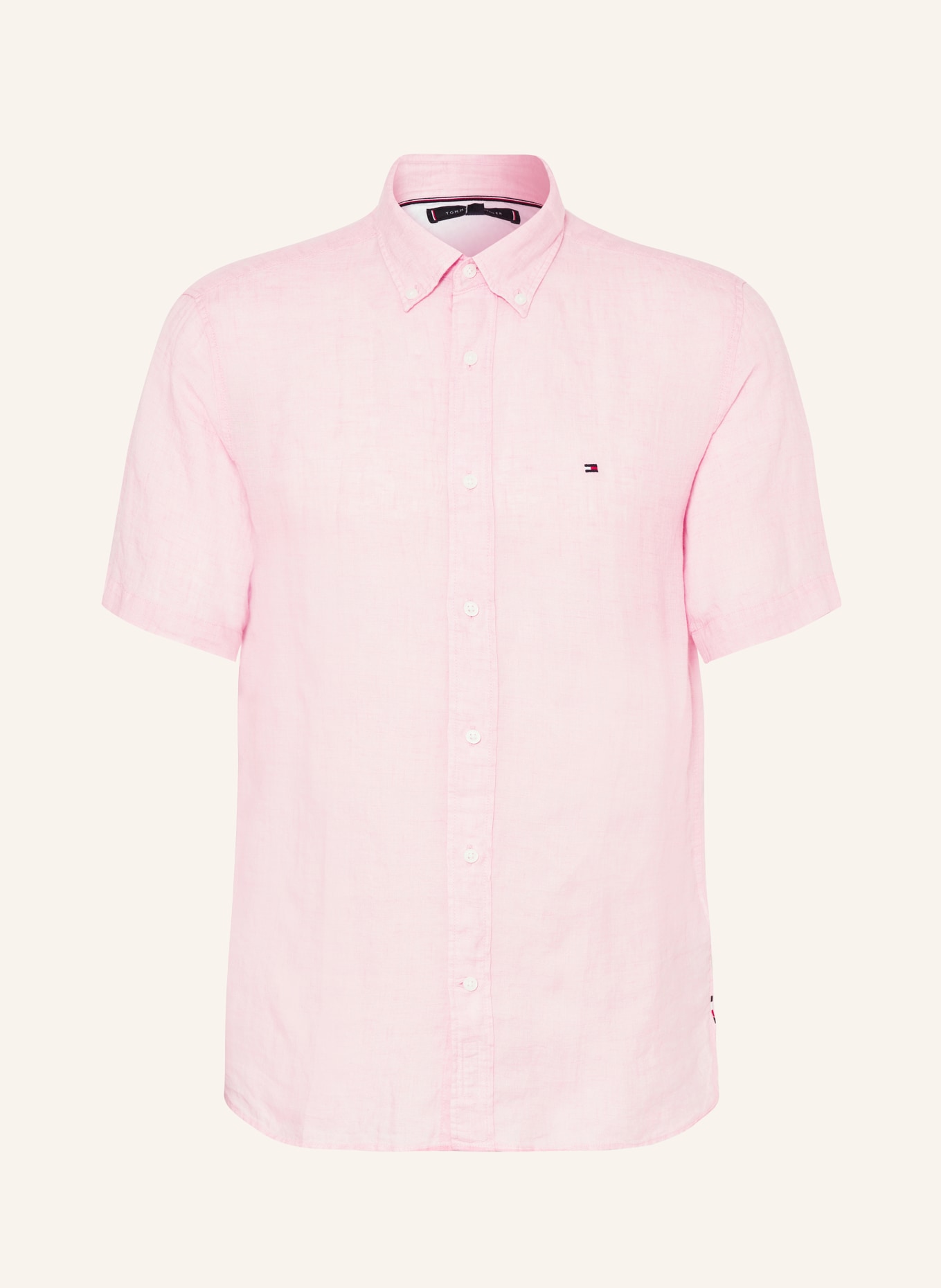 TOMMY HILFIGER Short sleeve shirt regular fit made of linen, Color: PINK (Image 1)