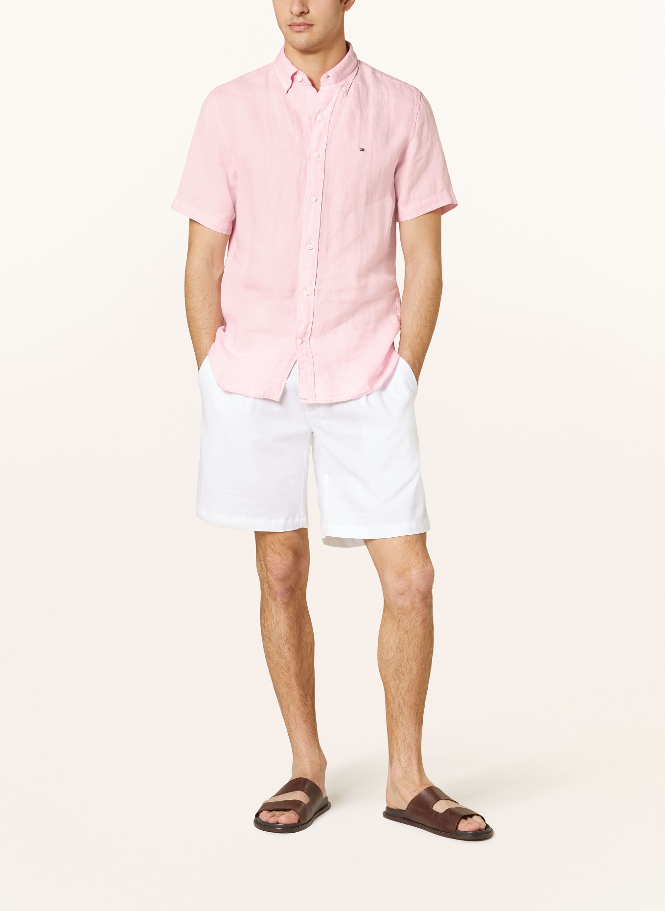 TOMMY HILFIGER Short sleeve shirt regular fit made of linen, Color: PINK (Image 2)