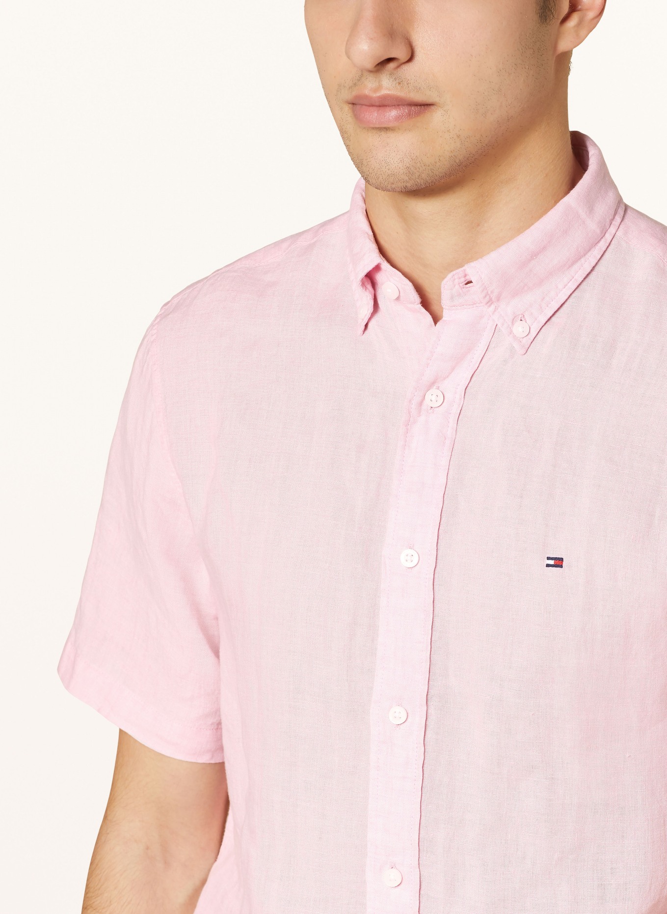 TOMMY HILFIGER Short sleeve shirt regular fit made of linen, Color: PINK (Image 4)