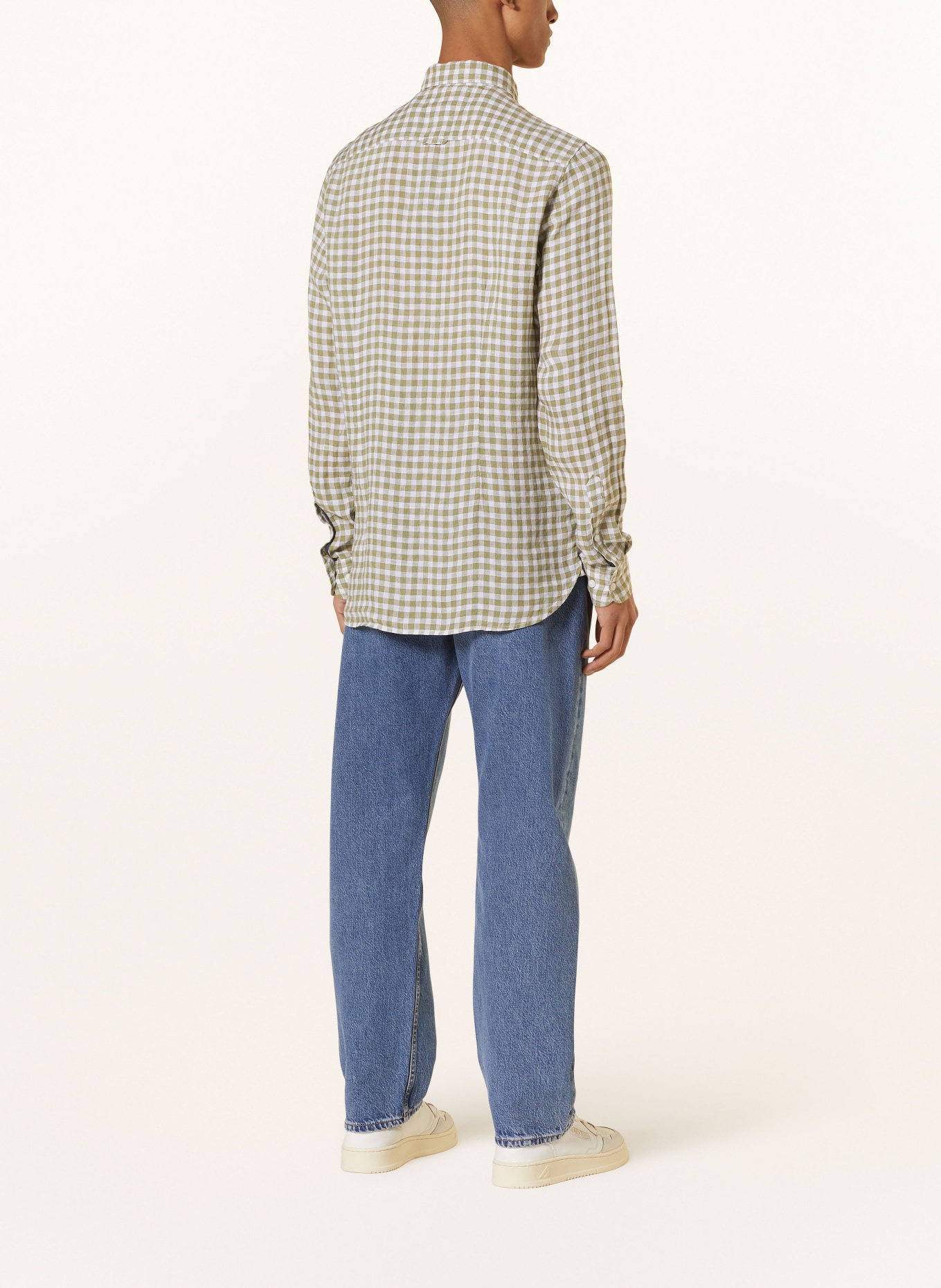 TOMMY HILFIGER Linen shirt slim fit, Color: OLIVE/ WHITE (Image 3)