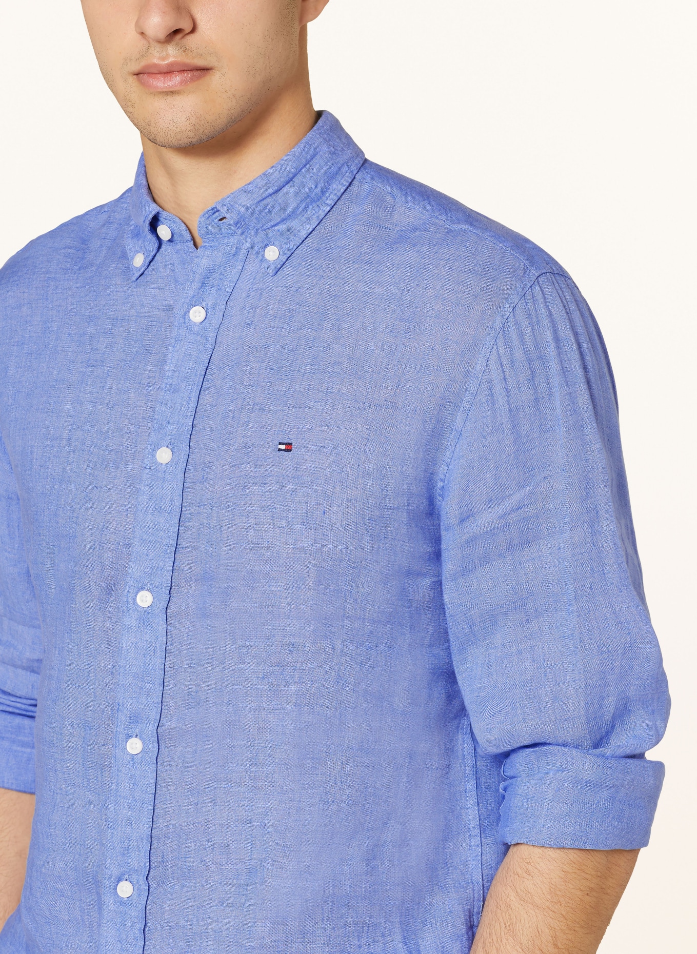 TOMMY HILFIGER Linen shirt regular fit, Color: BLUE (Image 4)