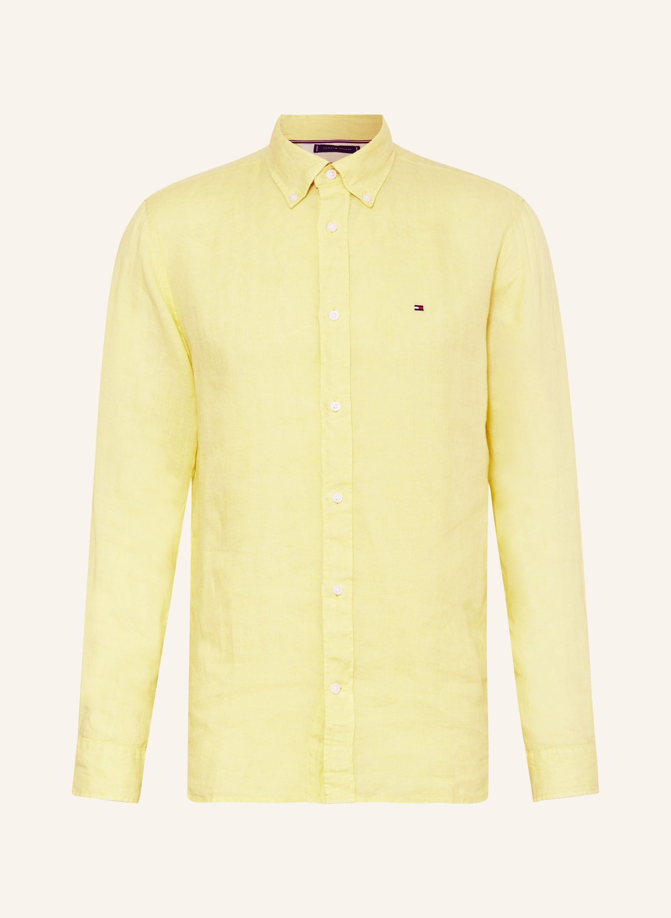 TOMMY HILFIGER Koszula z lnu regular fit: ŻÓŁTY