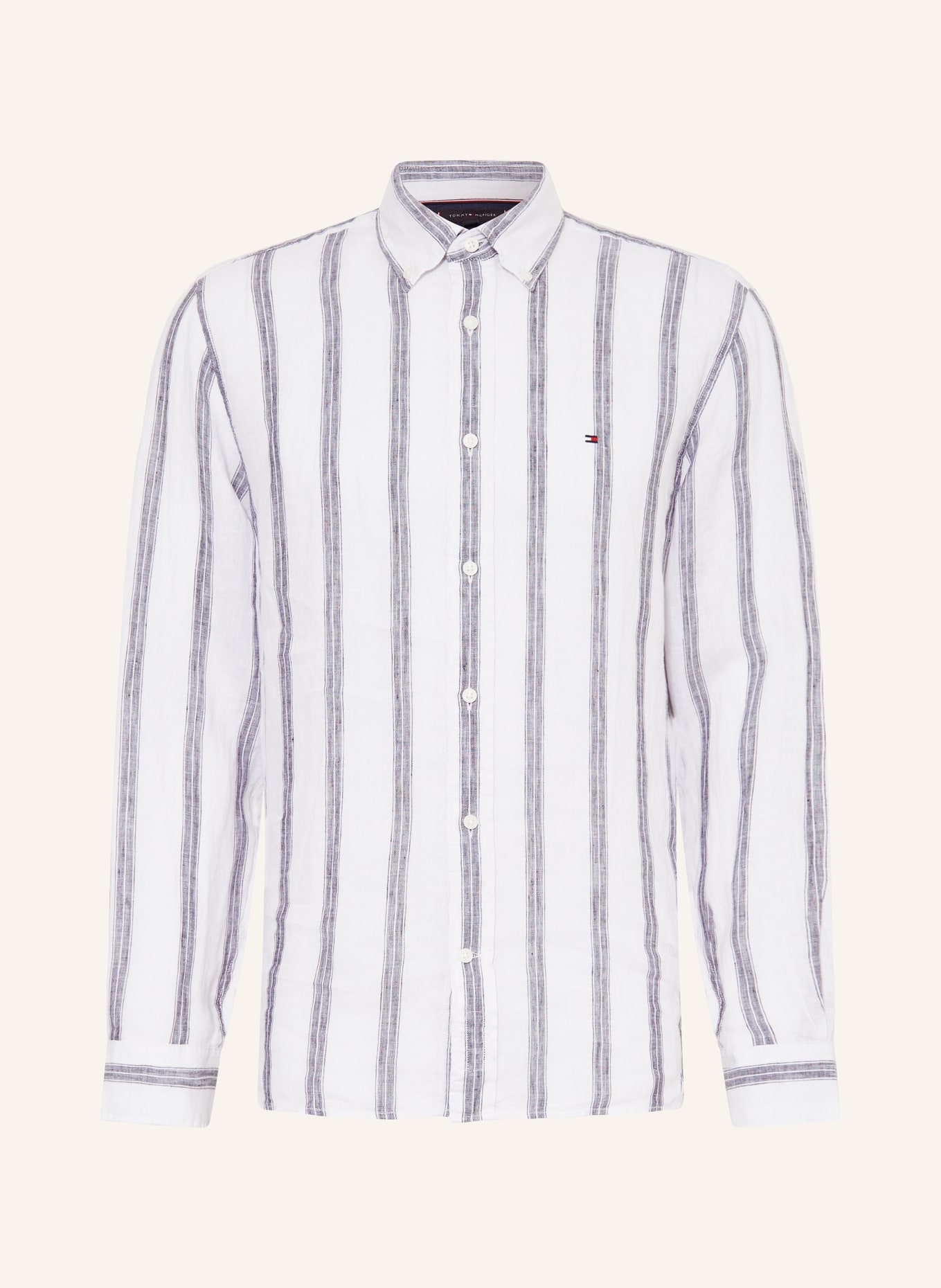 TOMMY HILFIGER Linen shirt regular fit, Color: WHITE/ DARK BLUE (Image 1)