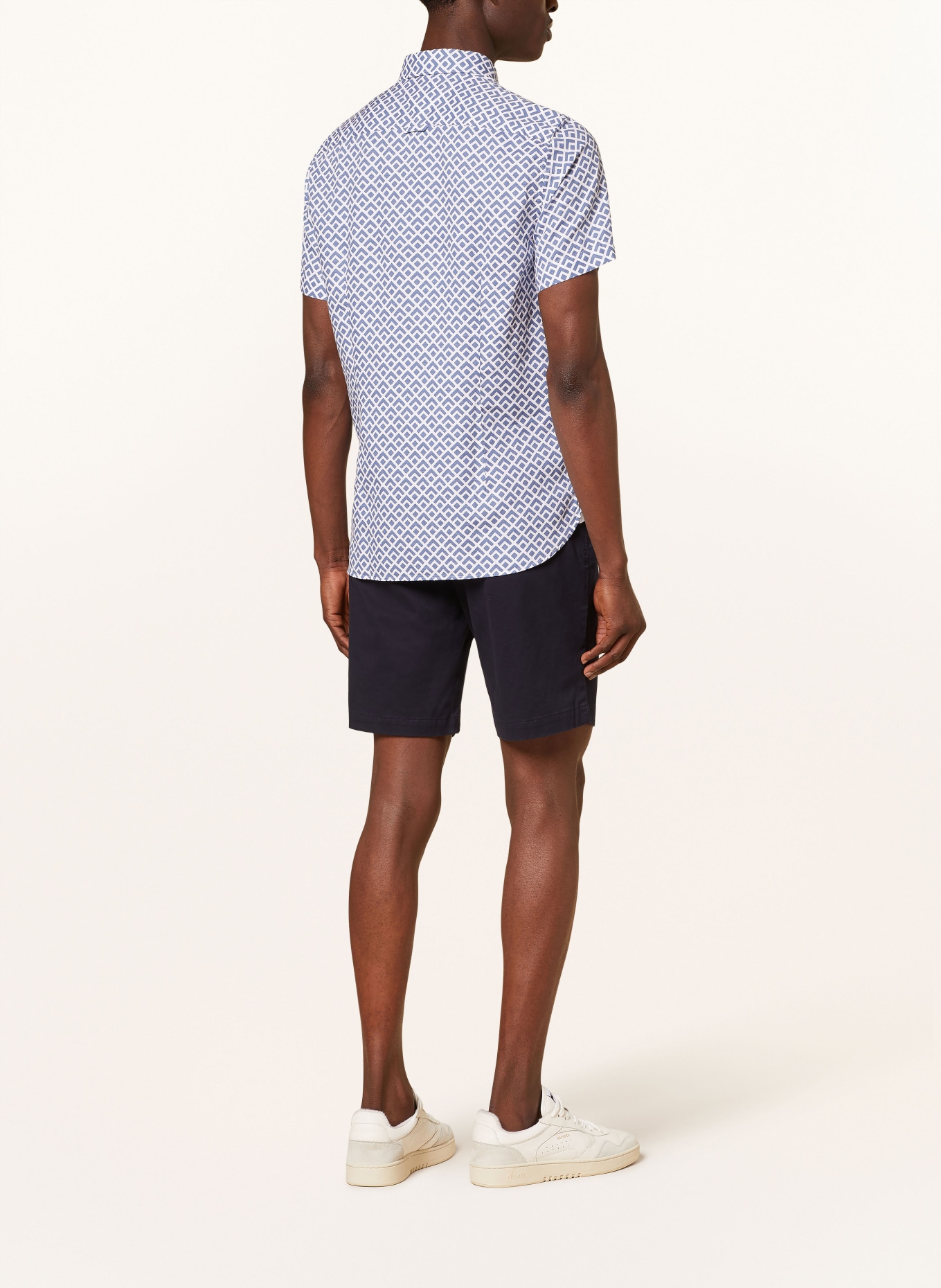 TOMMY HILFIGER Short sleeve shirt slim fit with linen, Color: BLUE/ WHITE (Image 3)