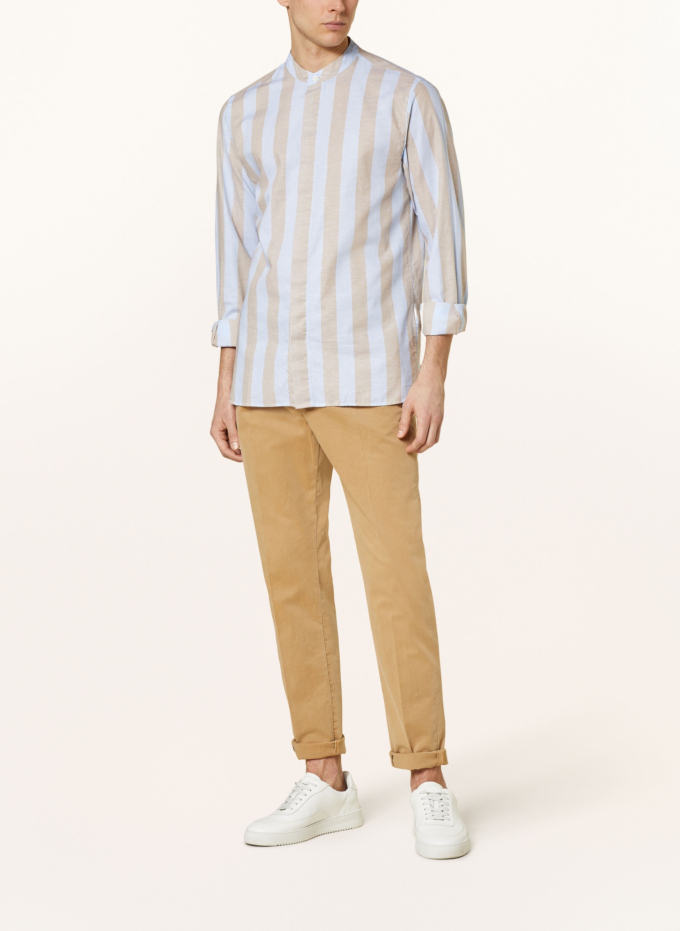 TOMMY HILFIGER Shirt regular fit with stand-up collar, Color: LIGHT BLUE/ BEIGE (Image 2)