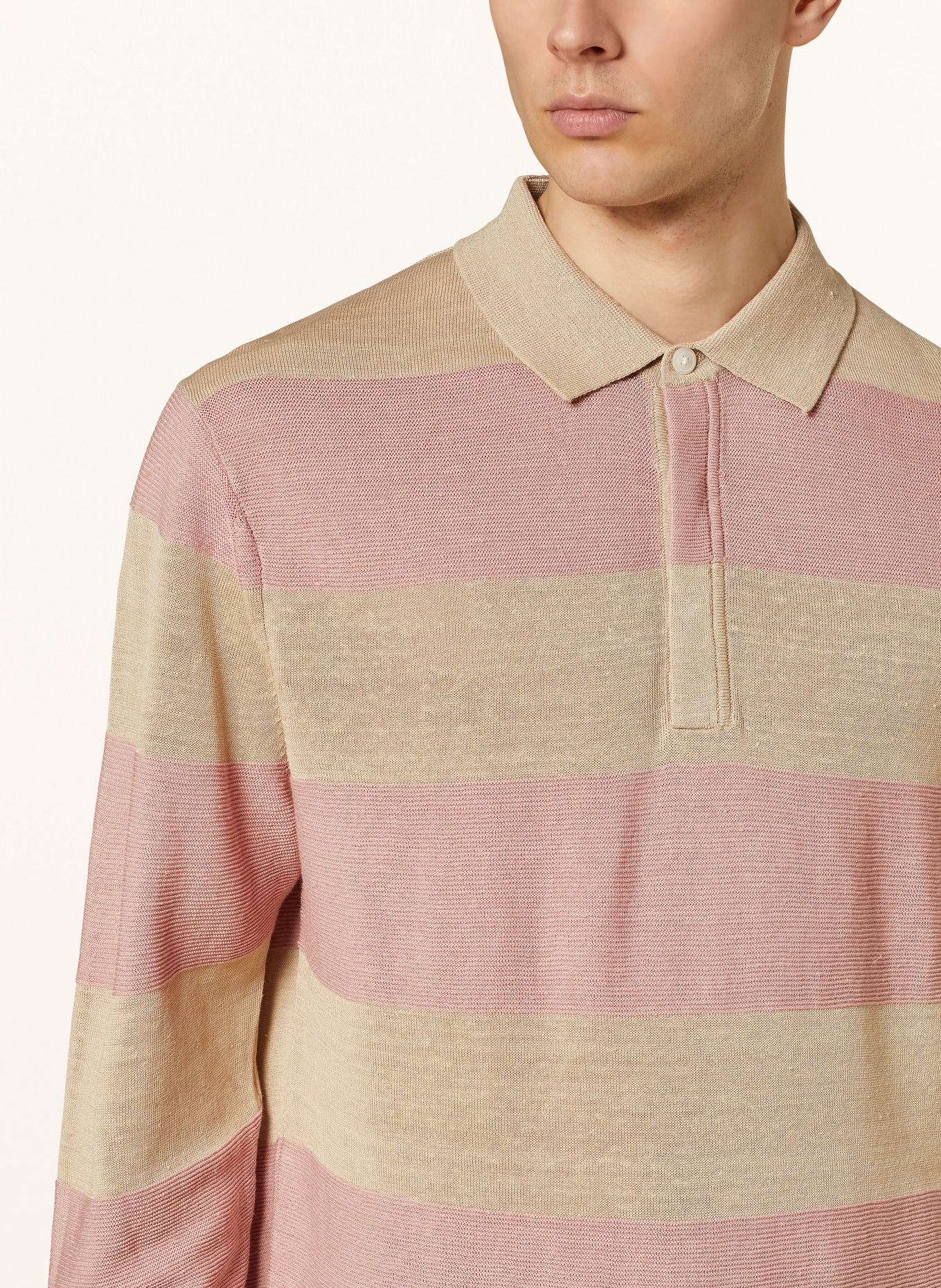 TOMMY HILFIGER Knitted polo shirt with linen, Color: BEIGE/ PINK (Image 4)