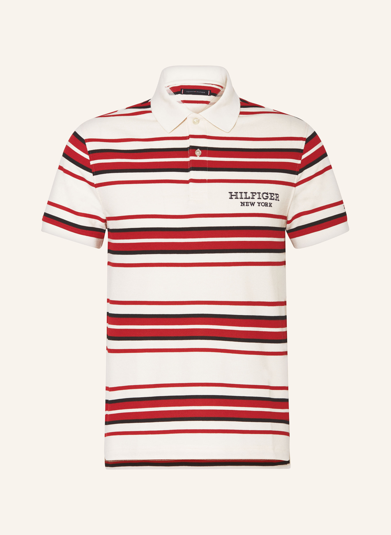 TOMMY HILFIGER Piqué polo shirt regular fit, Color: CREAM/ DARK RED/ BLACK (Image 1)
