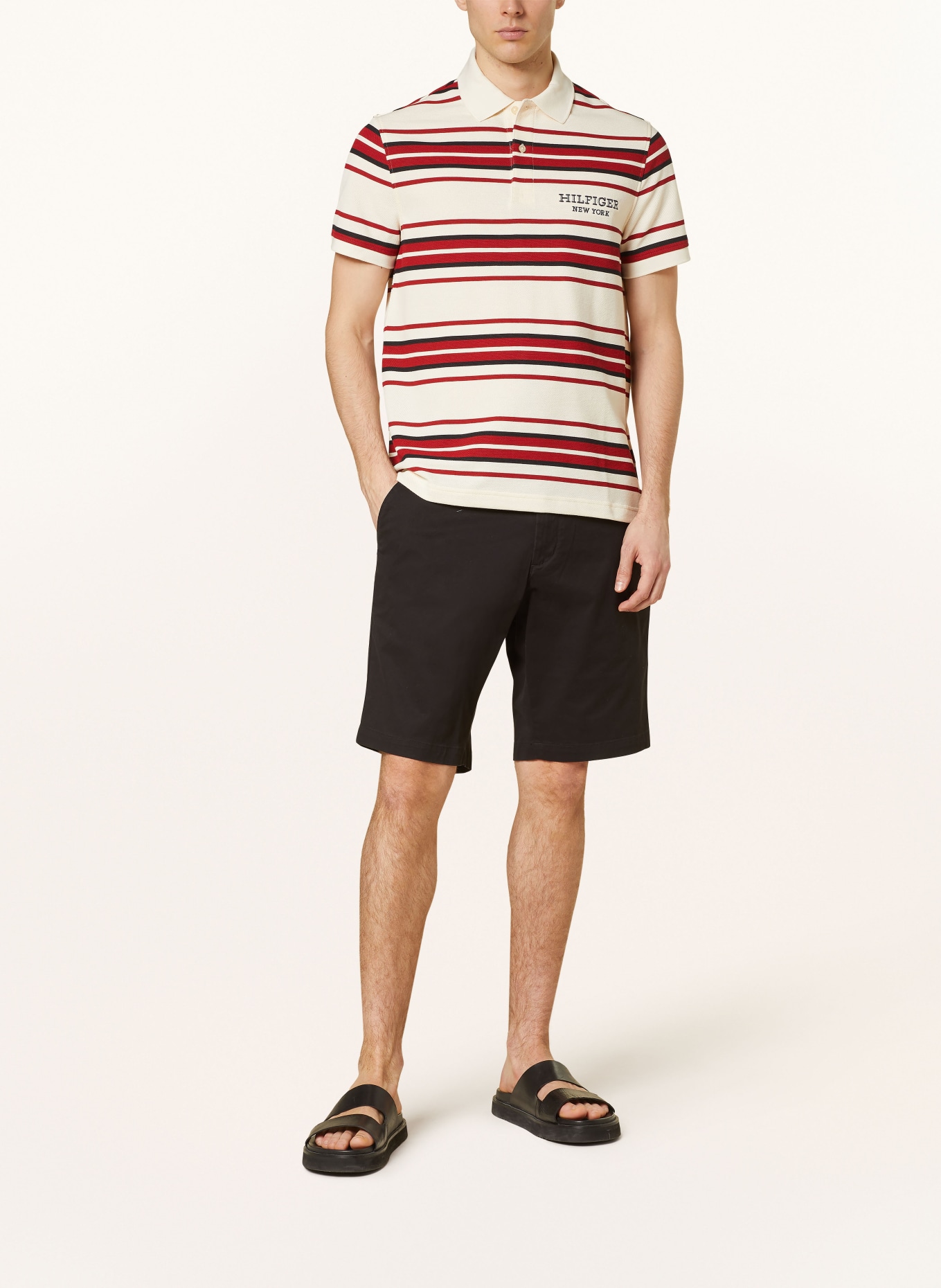 TOMMY HILFIGER Piqué polo shirt regular fit, Color: CREAM/ DARK RED/ BLACK (Image 2)