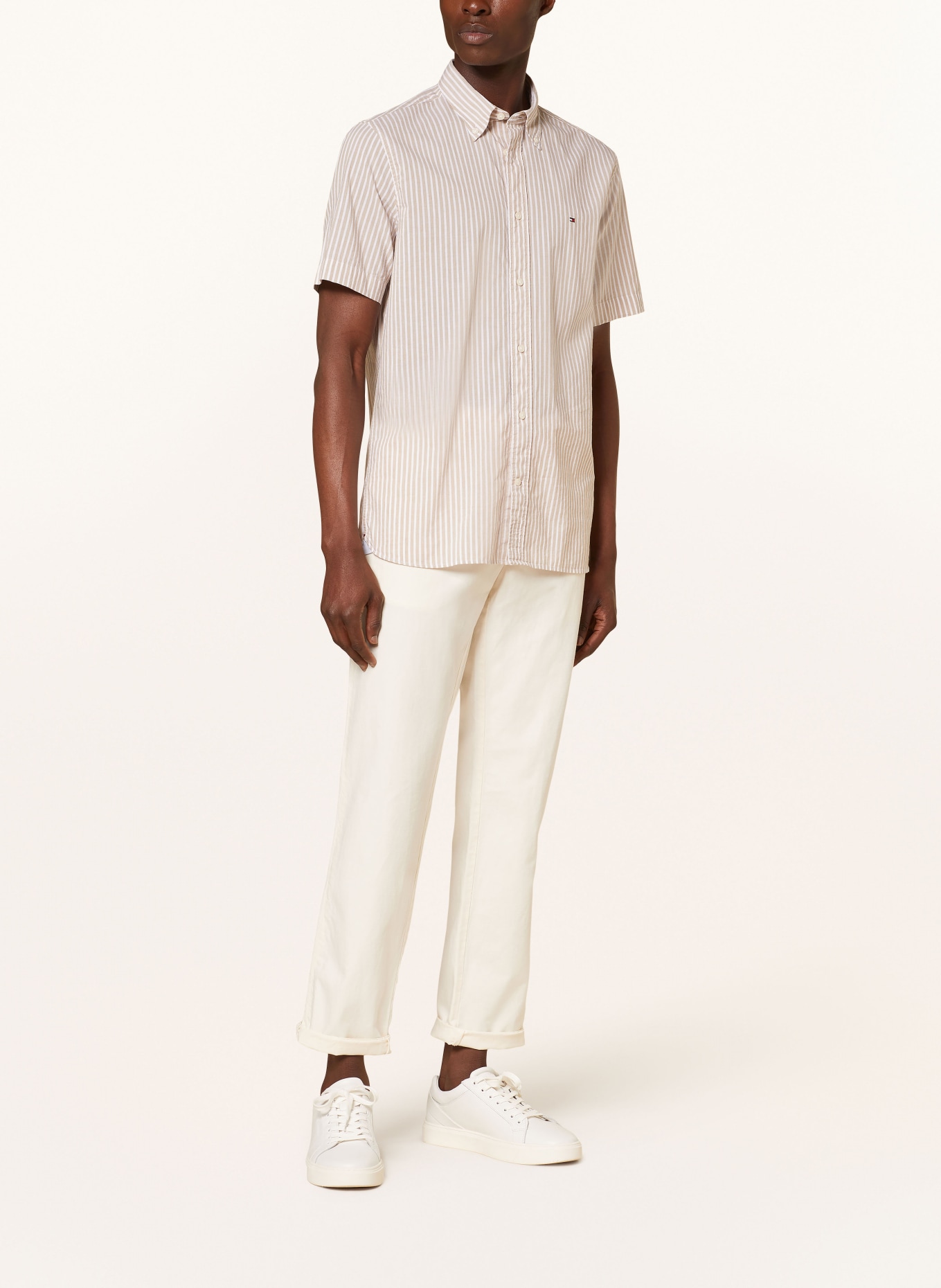TOMMY HILFIGER Short sleeve shirt regular fit, Color: BEIGE/ WHITE (Image 2)