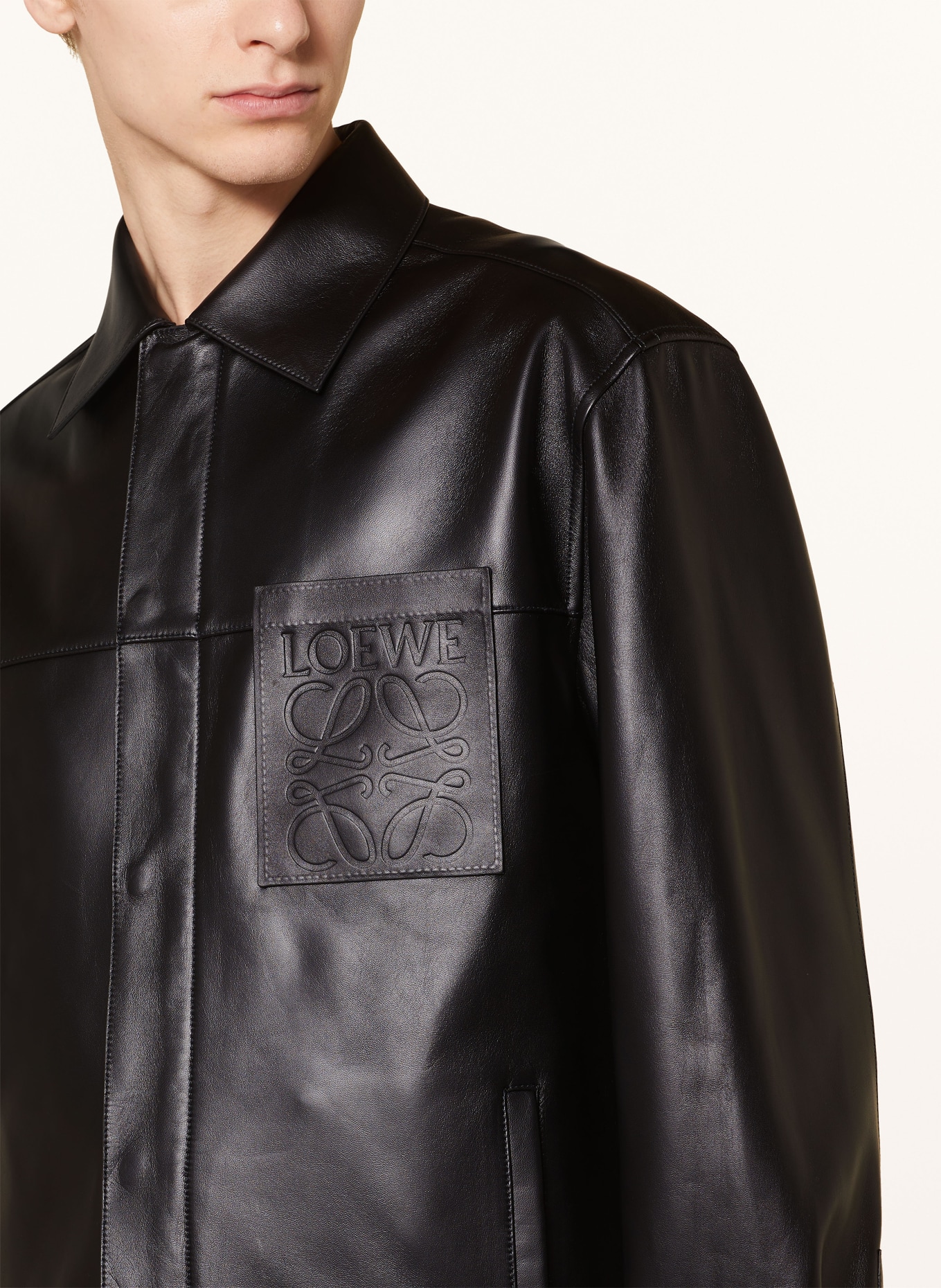 LOEWE Leather overshirt, Color: BLACK (Image 4)