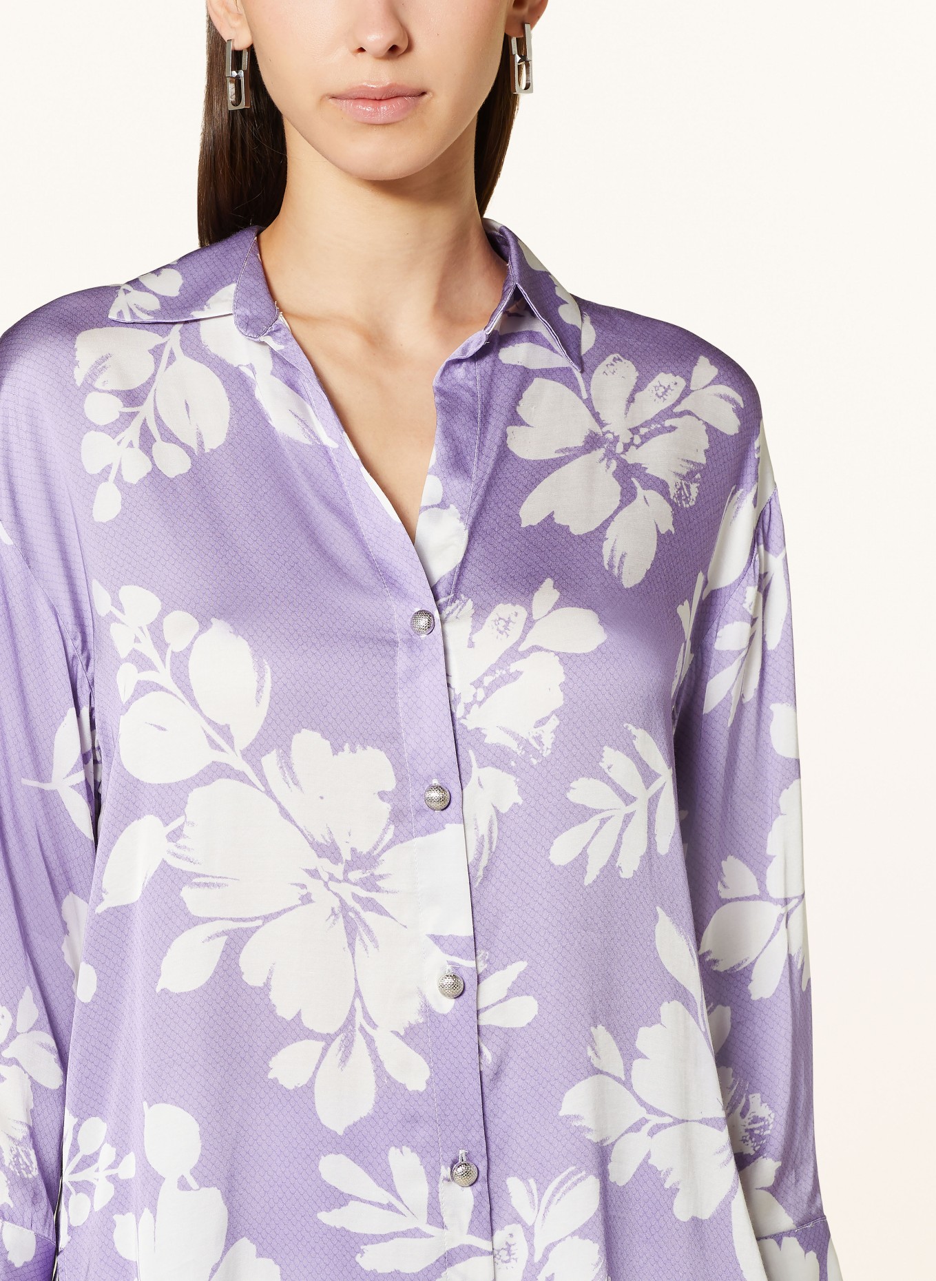 REPLAY Shirt blouse, Color: LIGHT PURPLE/ WHITE (Image 4)