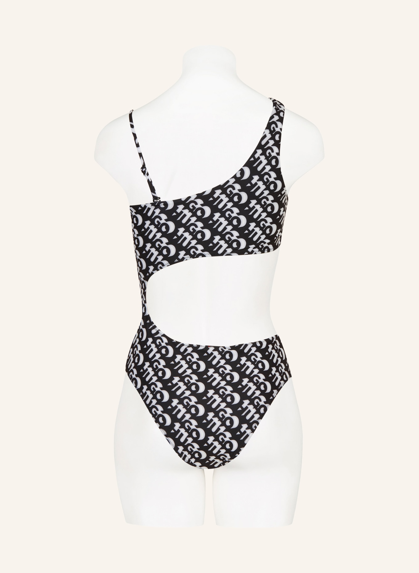 HUGO One-shoulder swimsuit BONNIE, Color: BLACK/ WHITE (Image 3)
