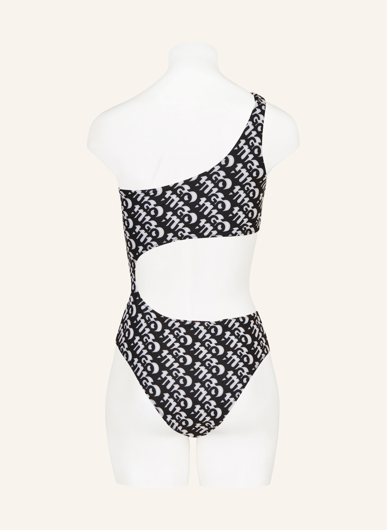 HUGO One-shoulder swimsuit BONNIE, Color: BLACK/ WHITE (Image 5)