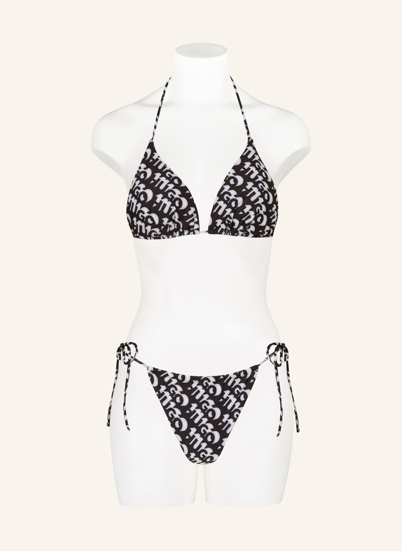 HUGO Triangel-Bikini-Top BONNIE, Farbe: SCHWARZ/ HELLGRAU (Bild 2)