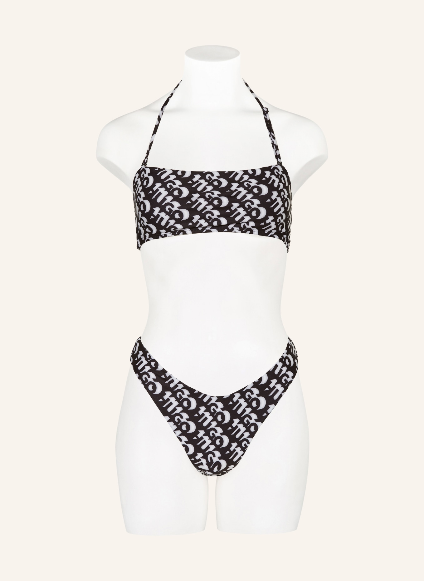 HUGO Bandeau bikini top BONNIE, Color: BLACK/ LIGHT GRAY (Image 2)