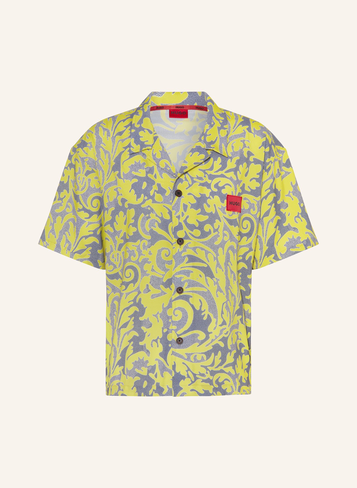 HUGO Resort shirt DAYALA, Color: YELLOW/ GRAY/ WHITE (Image 1)