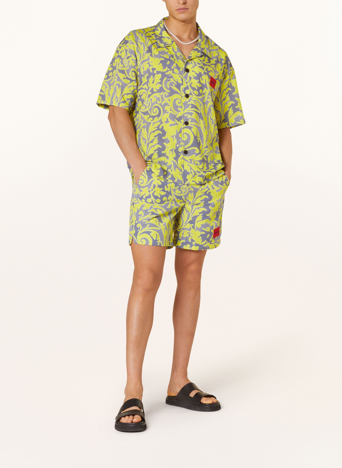 HUGO Resort shirt DAYALA, Color: YELLOW/ GRAY/ WHITE (Image 2)