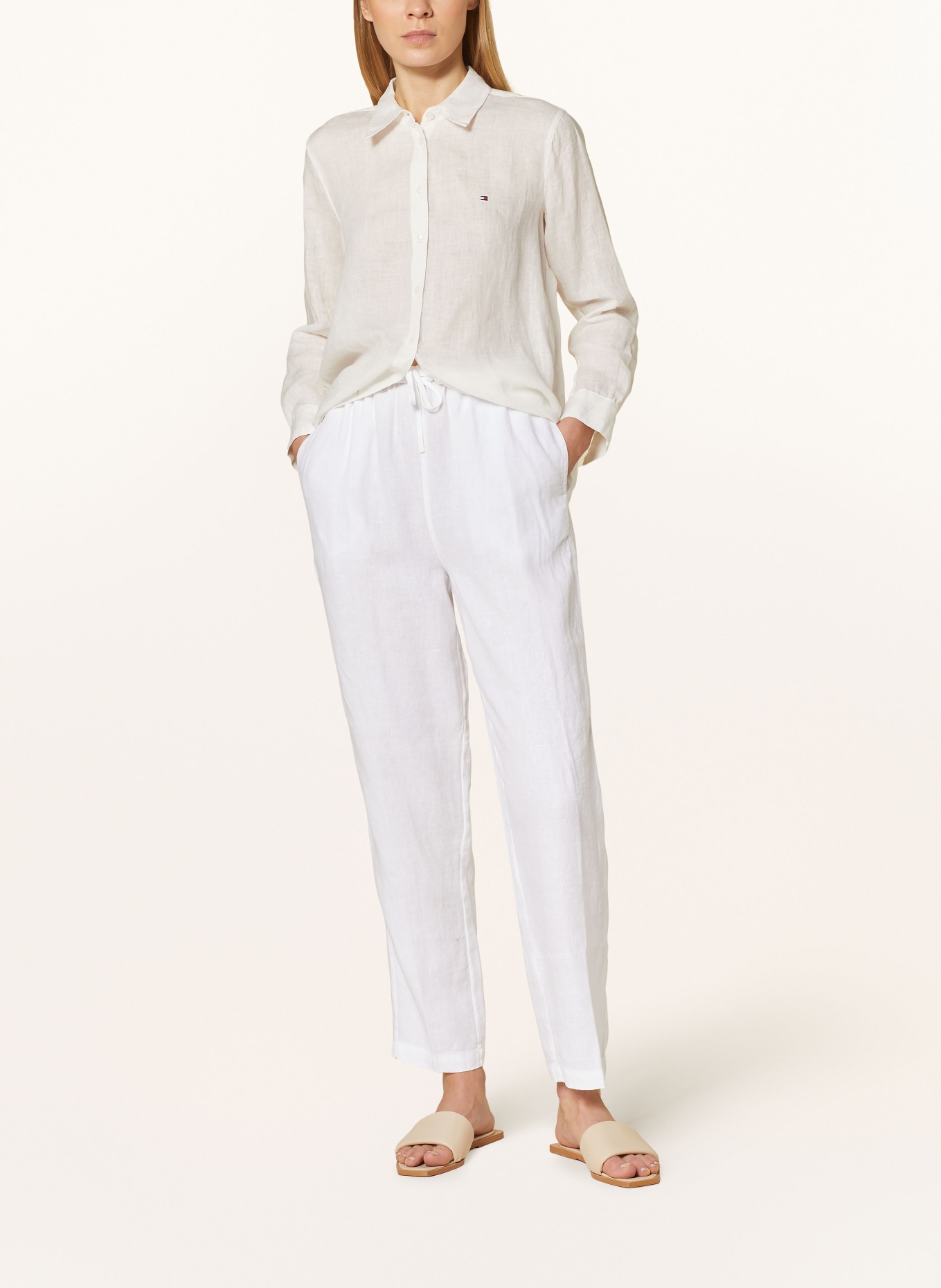 TOMMY HILFIGER Linen trousers, Color: WHITE (Image 2)