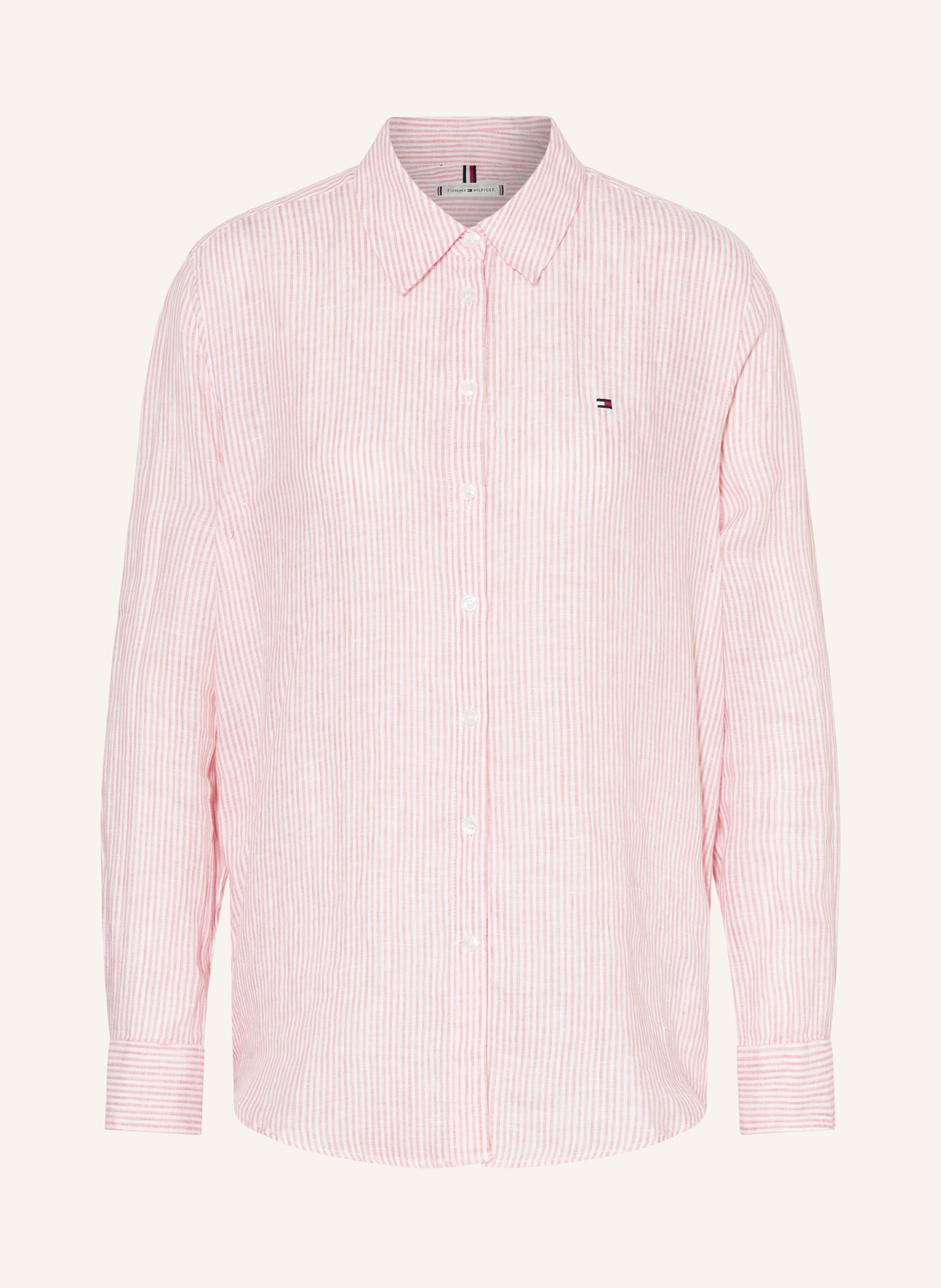 TOMMY HILFIGER Shirt blouse made of linen, Color: LIGHT RED/ WHITE (Image 1)